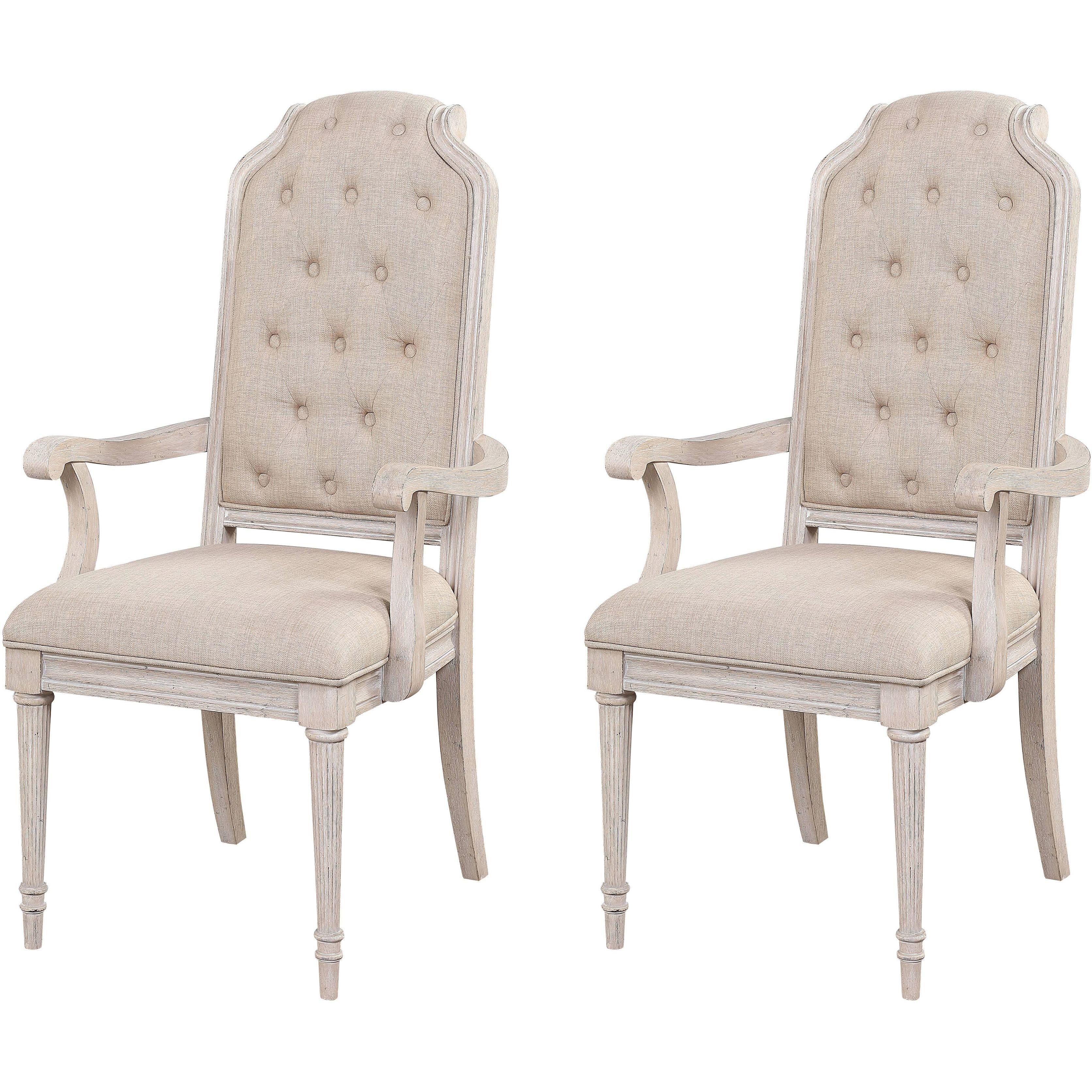 Beige And Antique Champagne Tufted Back Arm Chairs (Set Of 2)