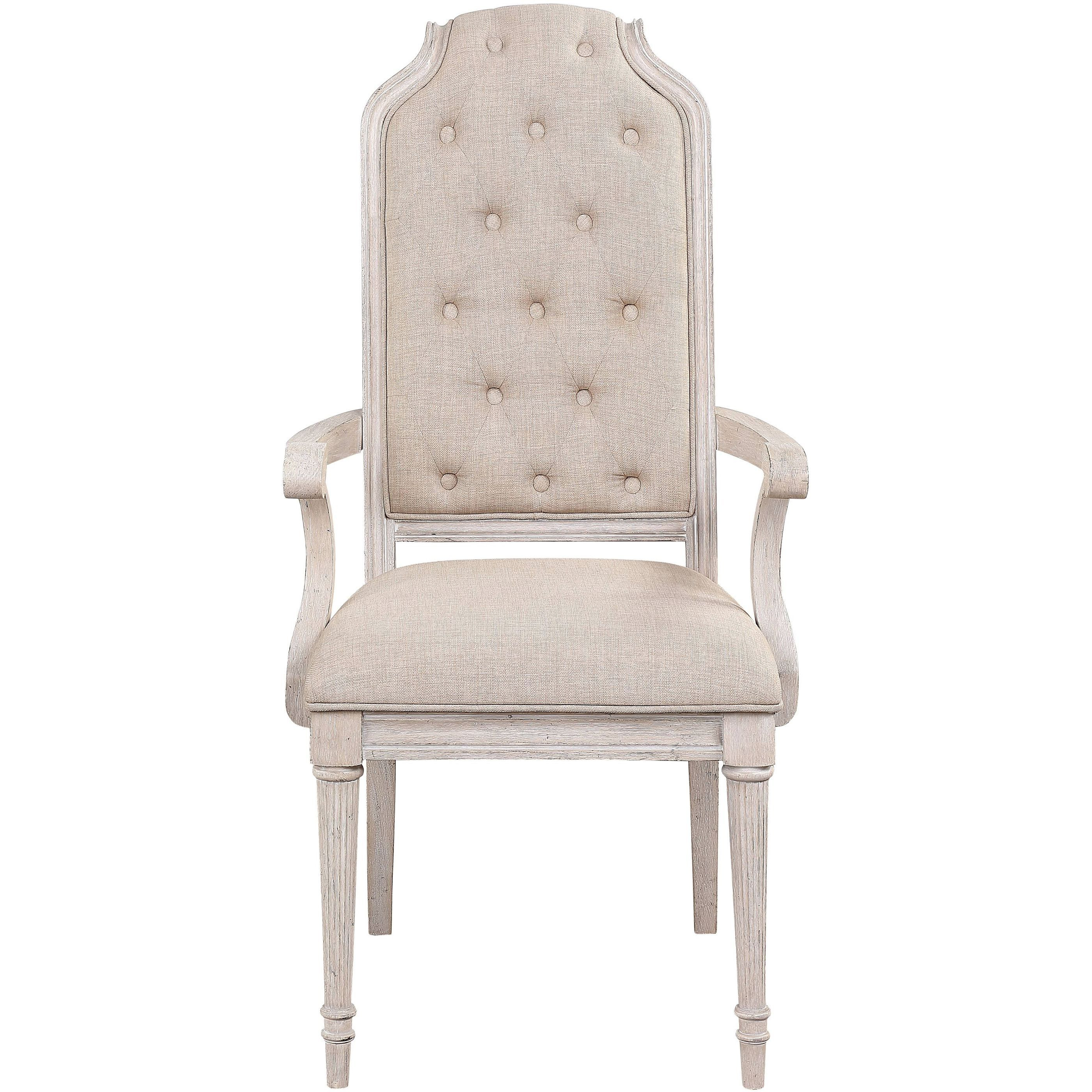 Beige And Antique Champagne Tufted Back Arm Chairs (Set Of 2)