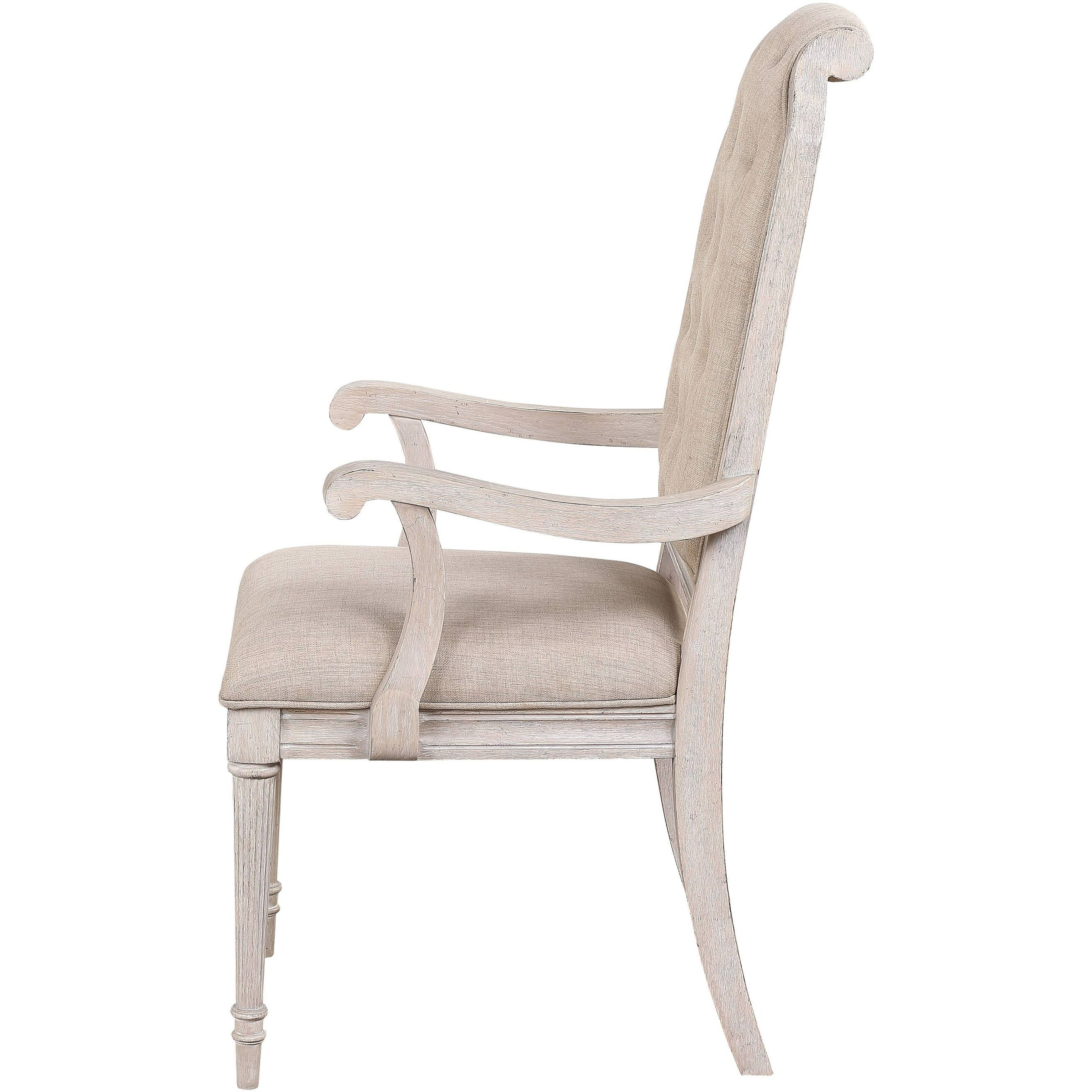 Beige And Antique Champagne Tufted Back Arm Chairs (Set Of 2)