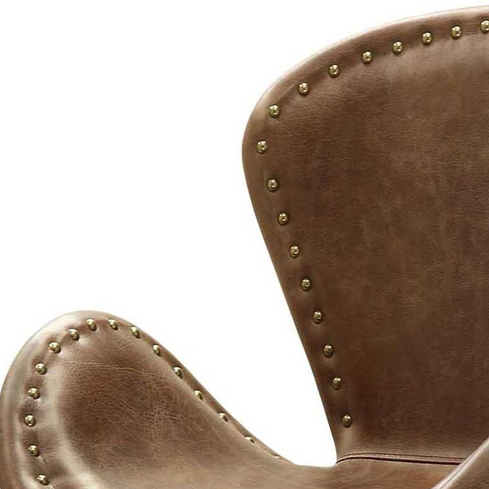 Retro Brown And Chrome Bucket Seat Accent Chair