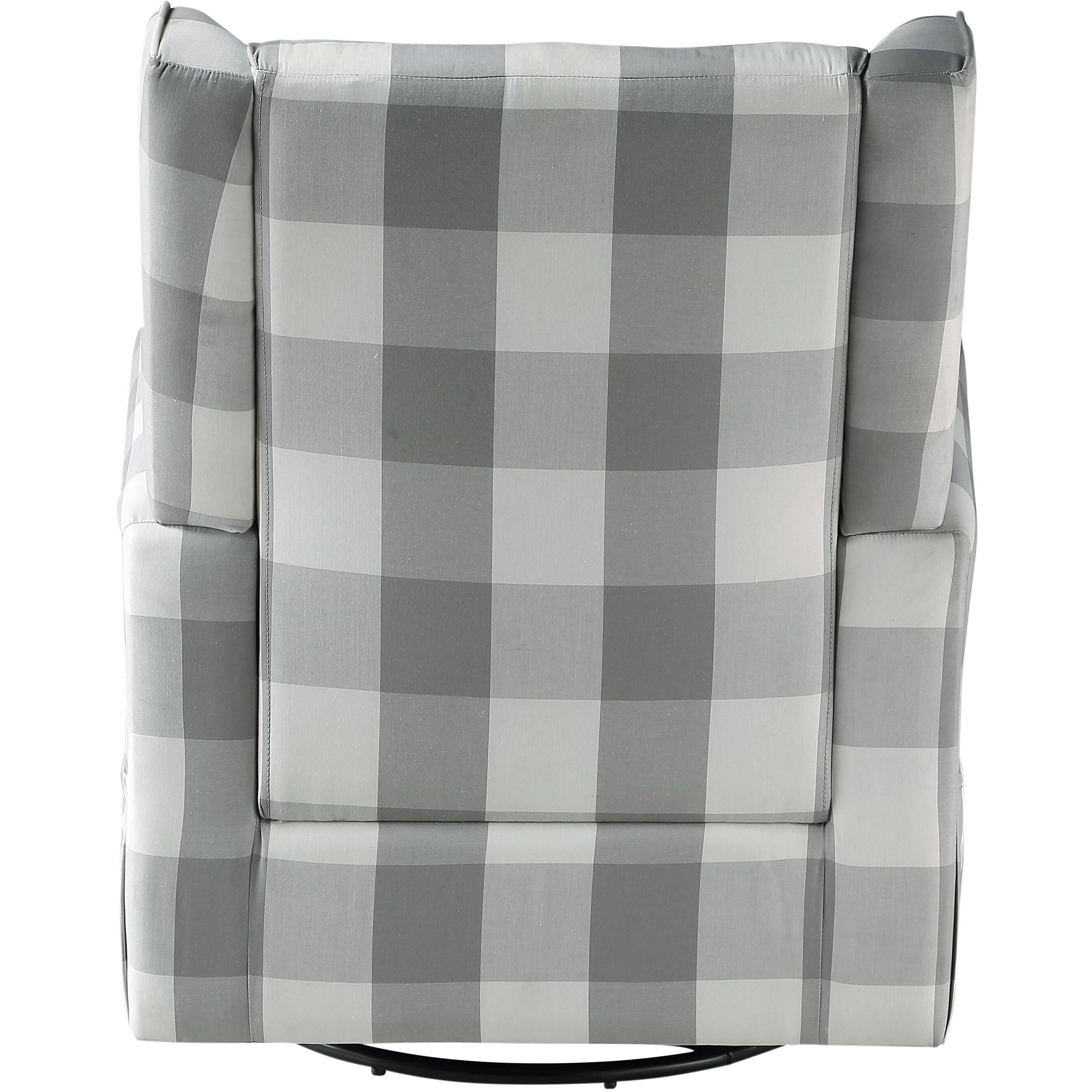 Grey And White Rolled Arm Swivel Chair With Glider