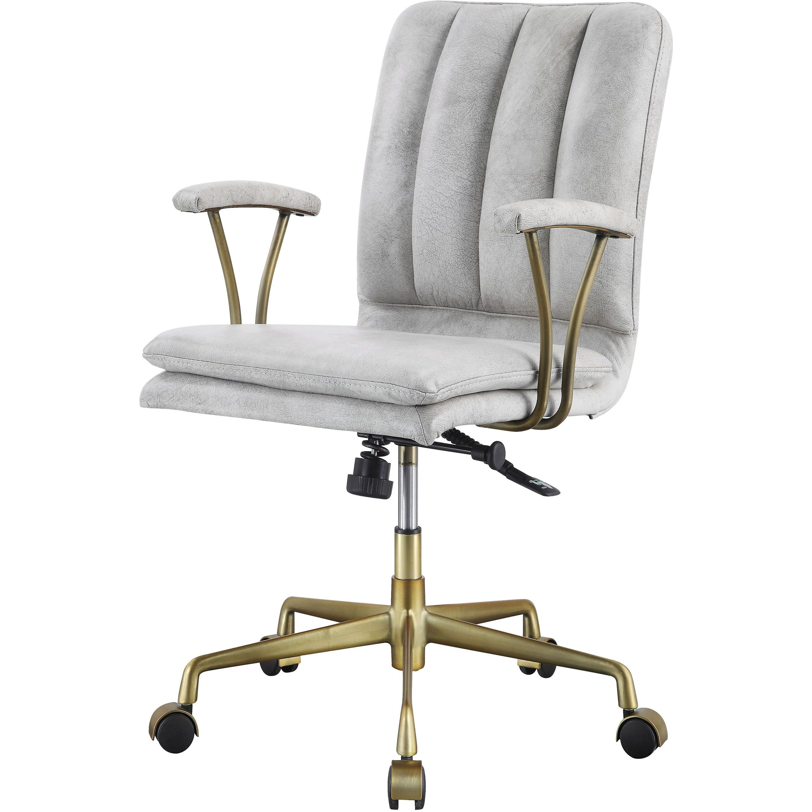 Vintage White And Chrome Swivel Office Chair