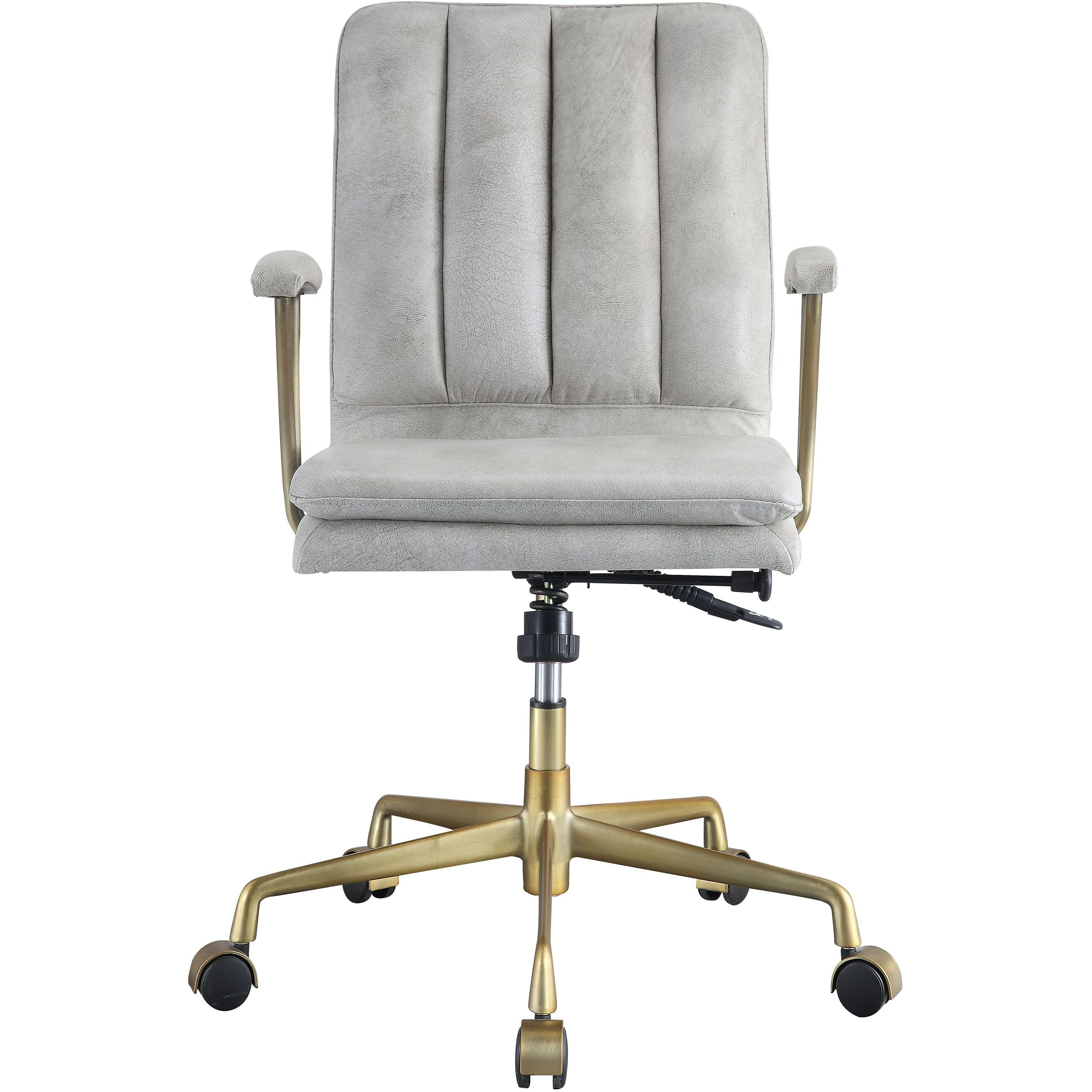 Vintage White And Chrome Swivel Office Chair