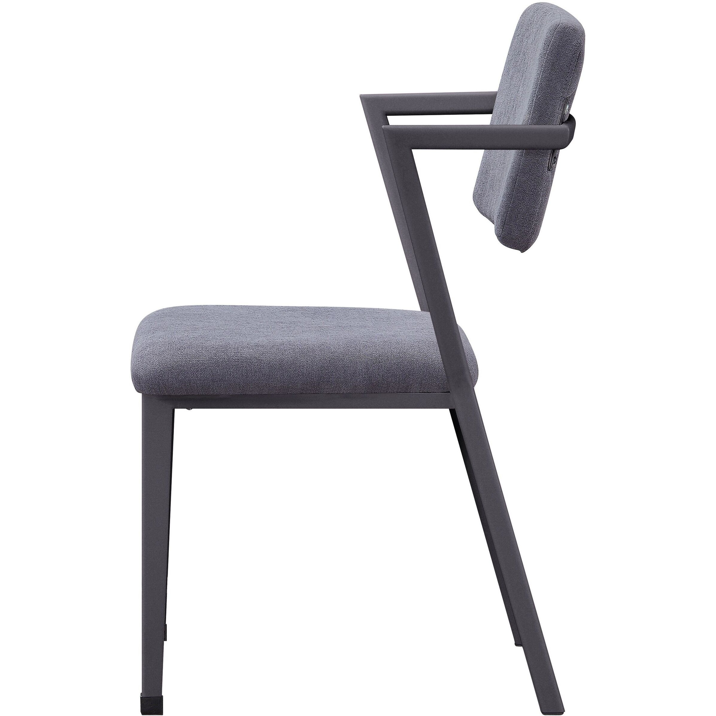 Grey And Gunmetal Open Back Dinning Chairs (Set Of 2)
