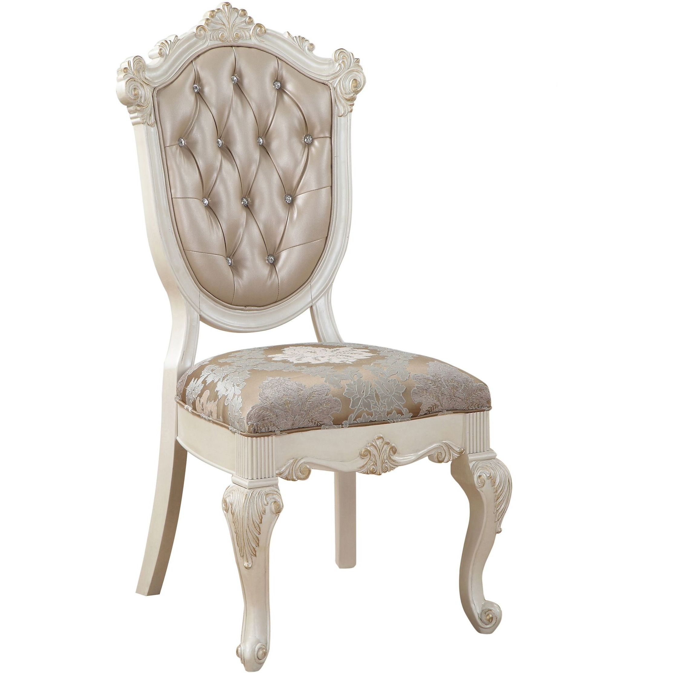 Rose Gold And Pearl White Tufted Back Side Chairs (Set Of 2)