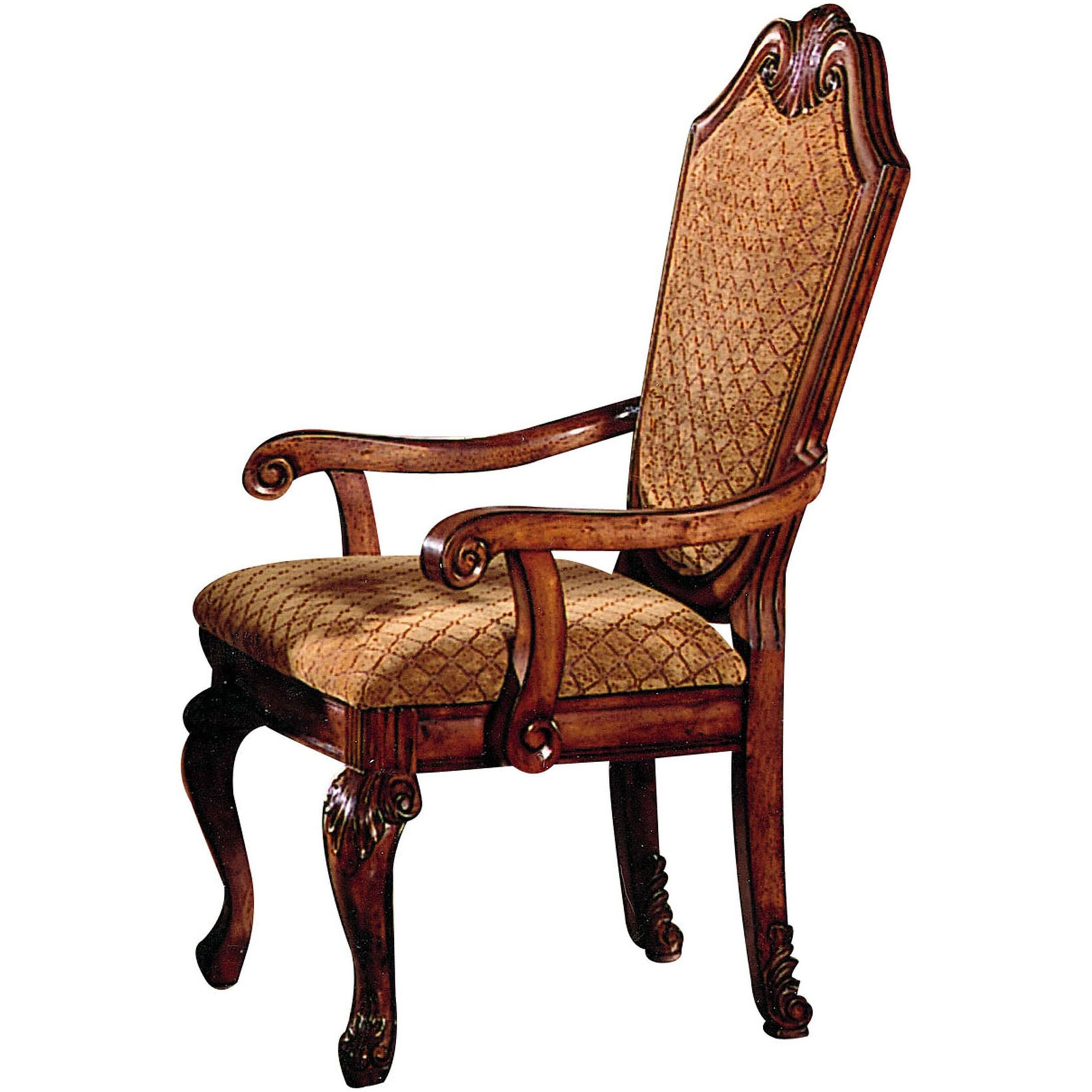Beige And Cherry Arm Chairs With Arched Backrest (Set Of 2)