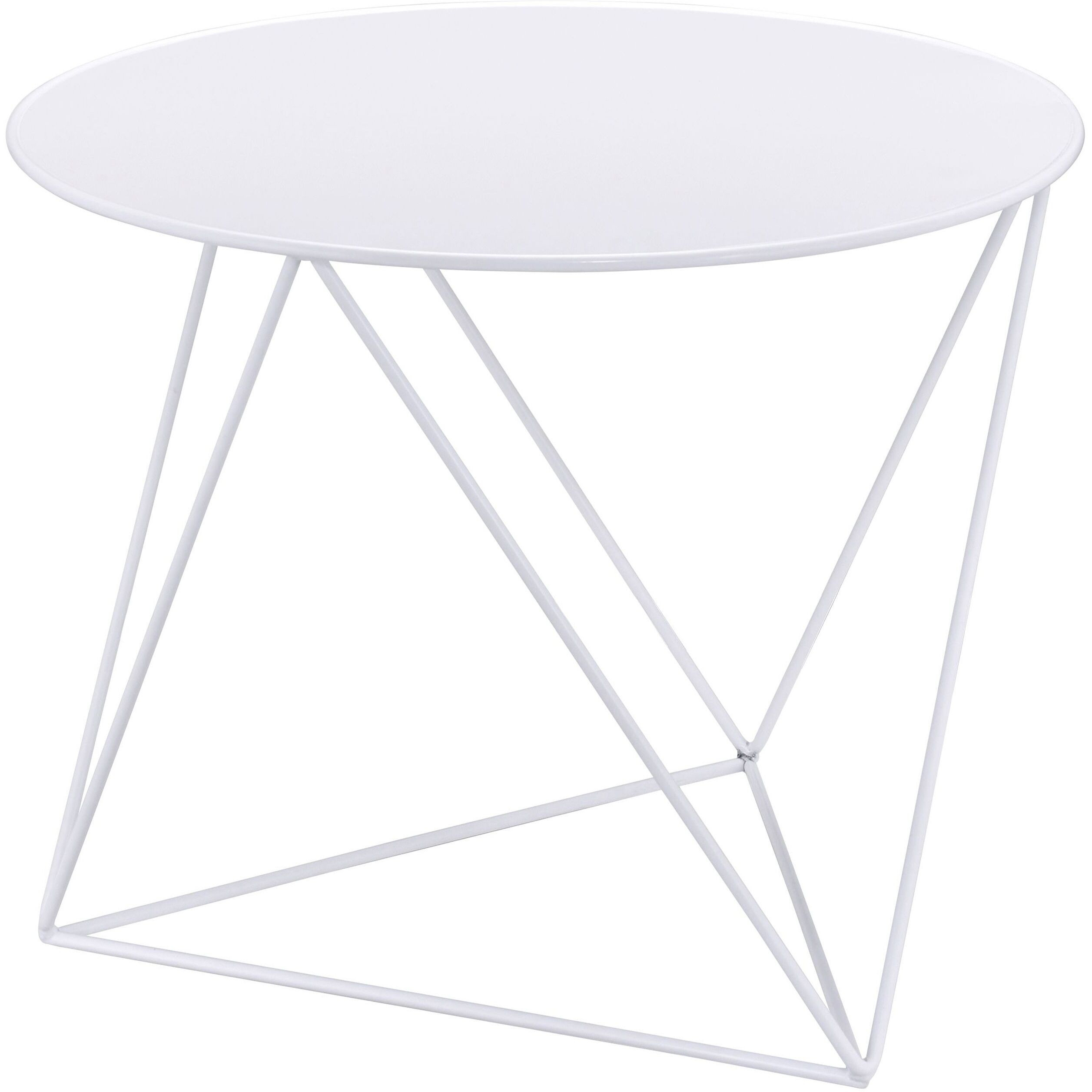 White Geometric Metal Base Accent Table