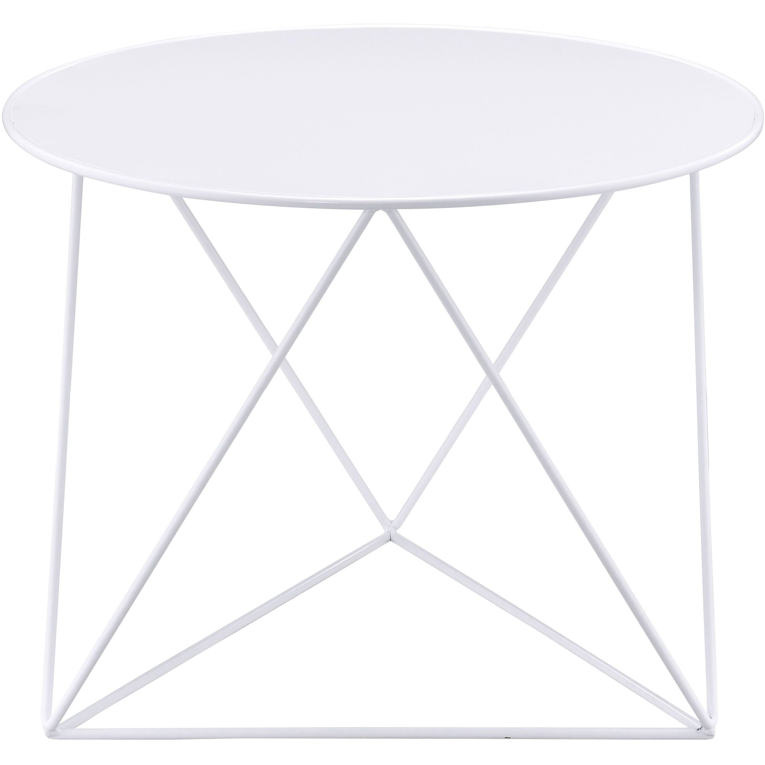 White Geometric Metal Base Accent Table