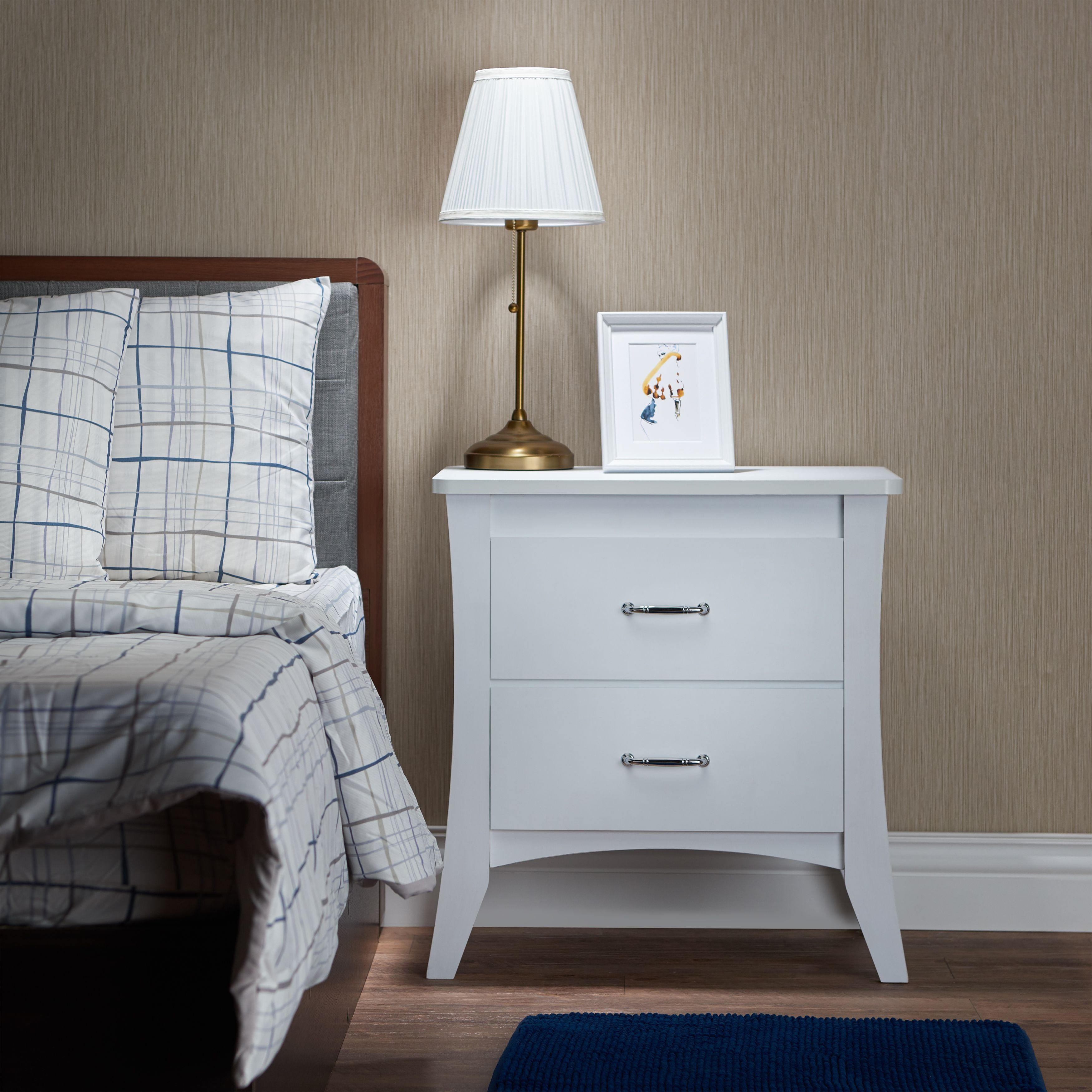 White 2-Drawer Nightstand