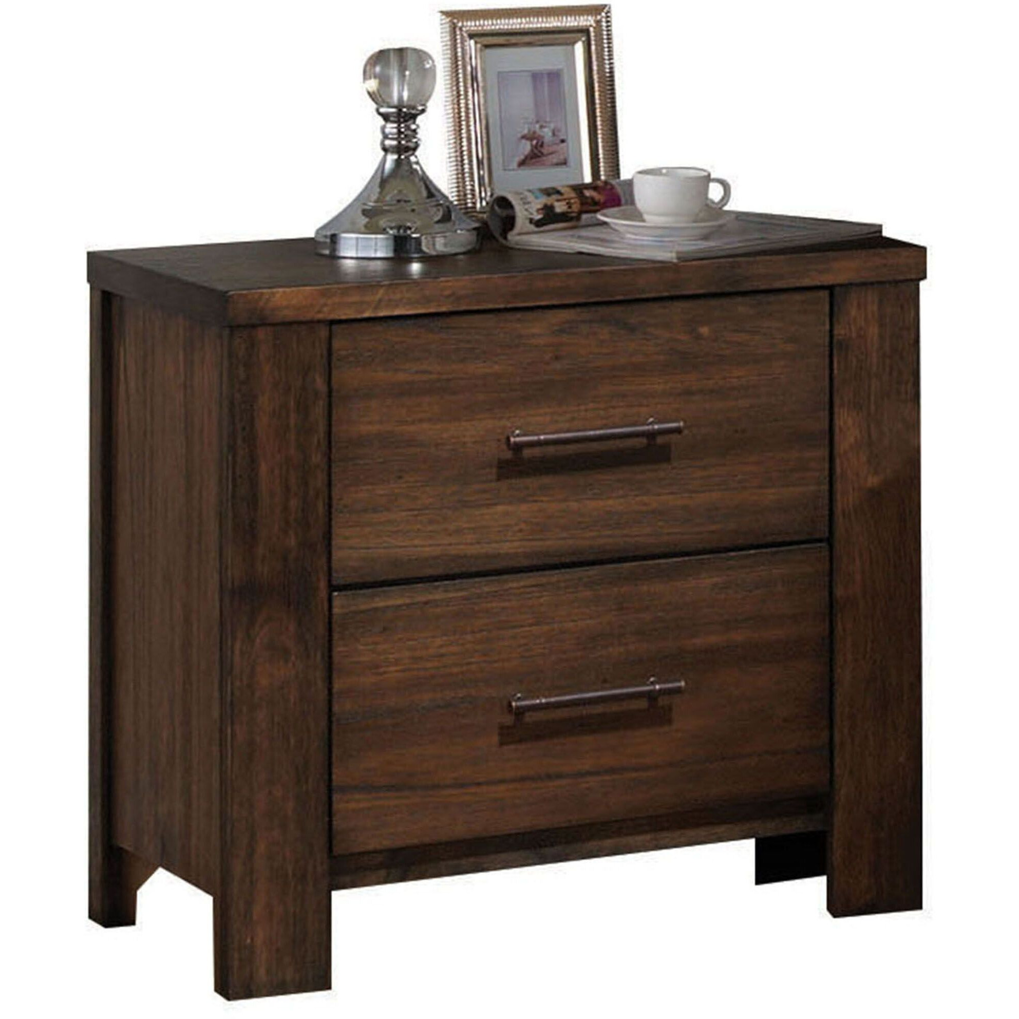 Oak 2-Drawer Nightstand