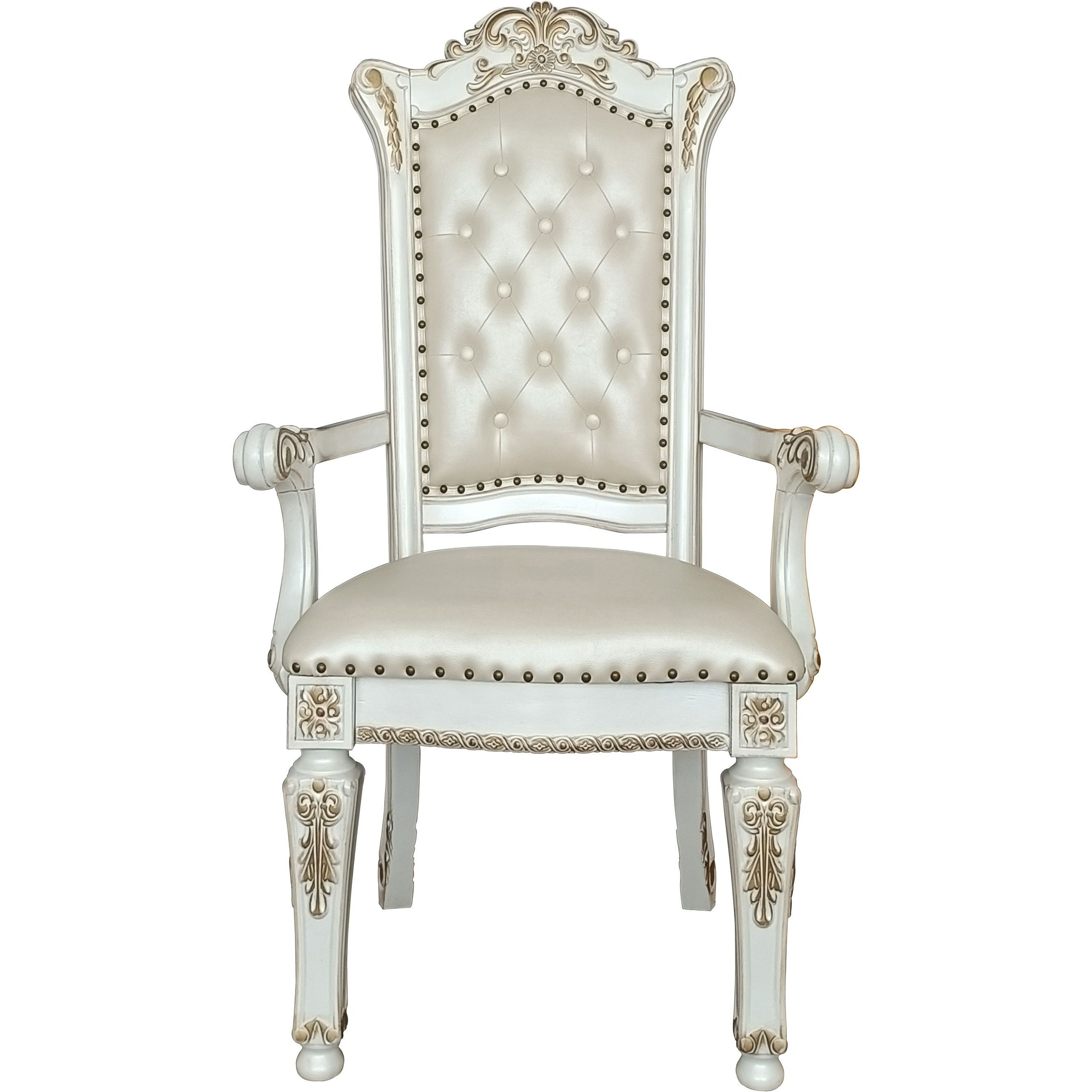 Beige And Antique Pearl Tufted Back Arm Chairs (Set Of 2)
