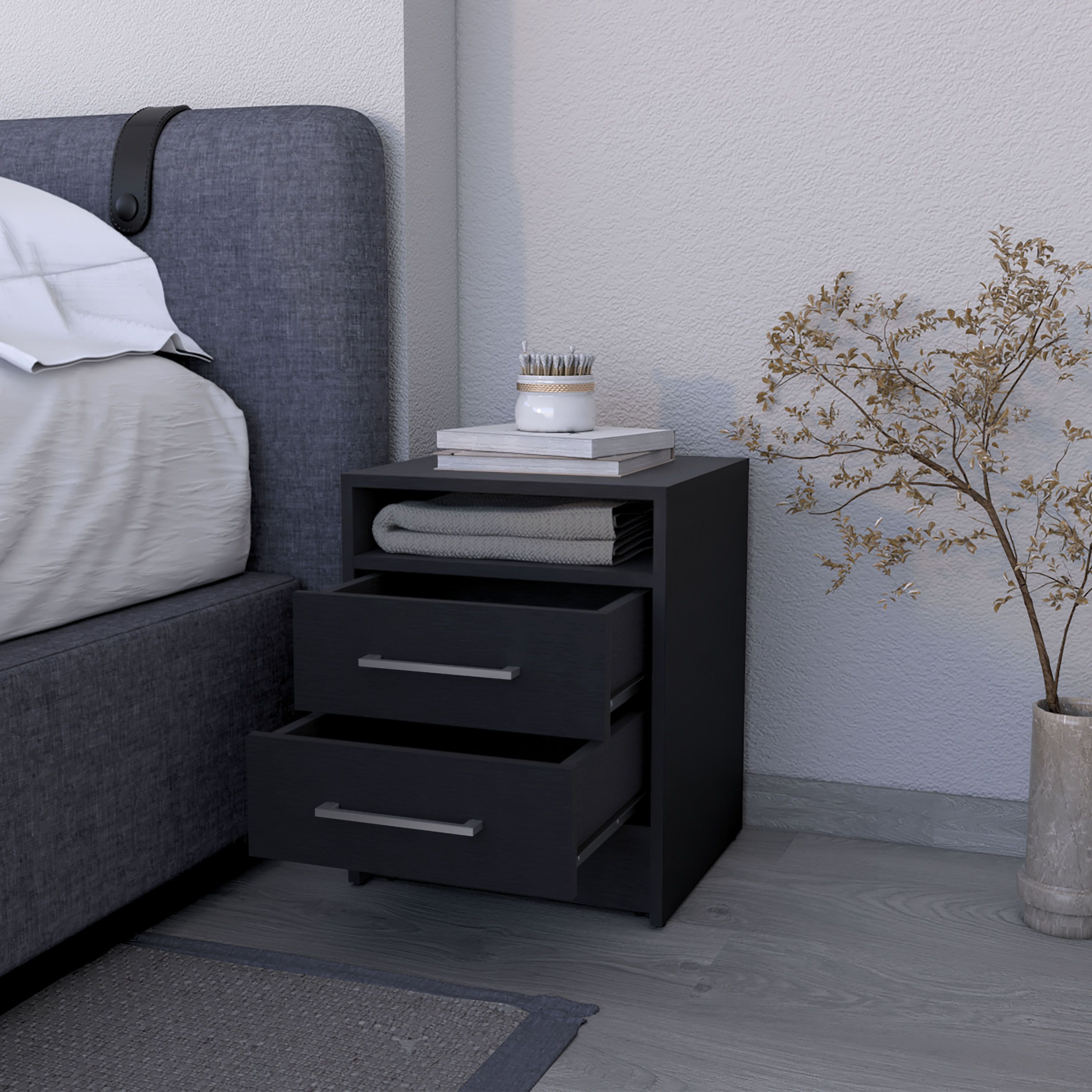 Eastover Nightstand 2.0 In Melamine With Two Drawers
