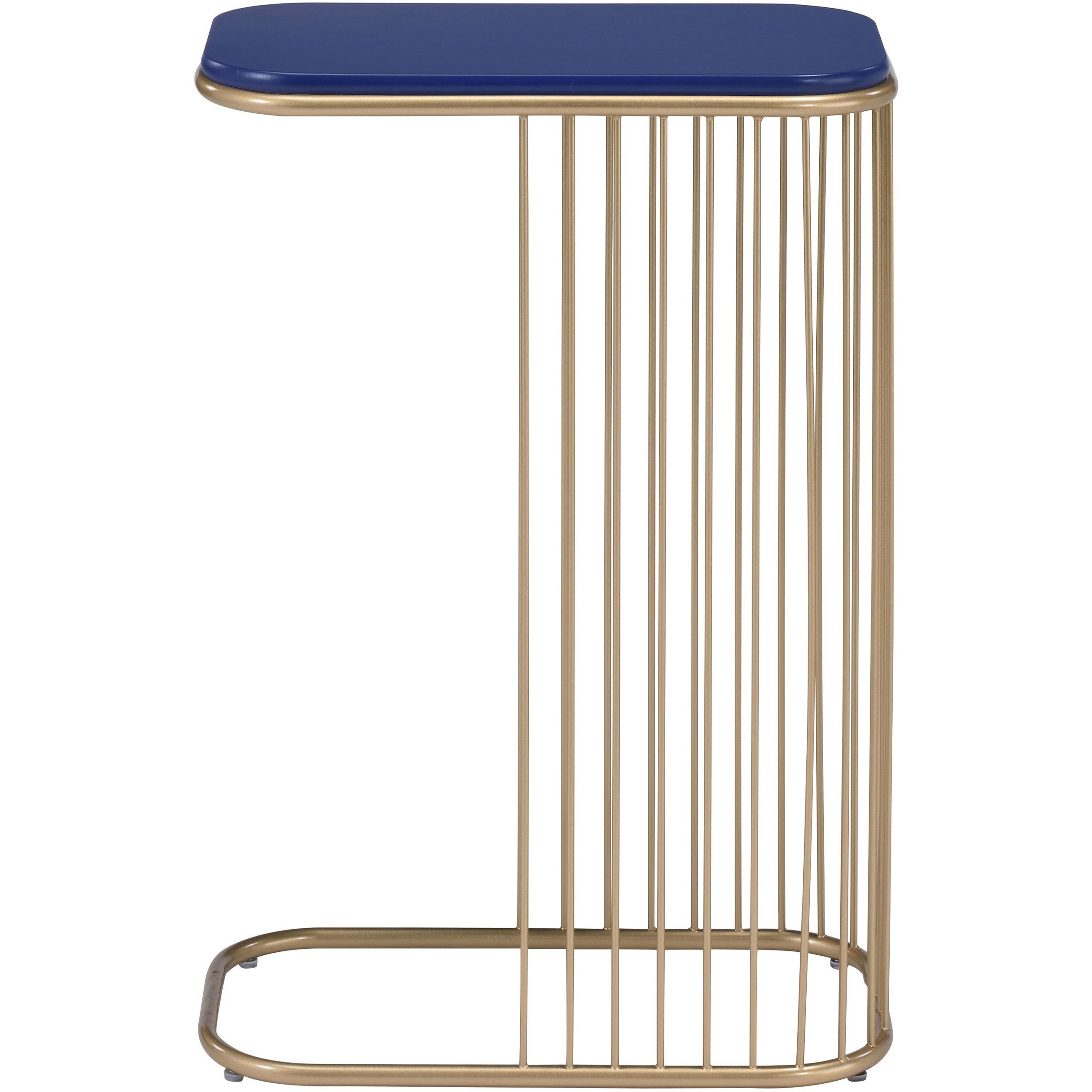 Blue And Gold C-Table With Metal Base