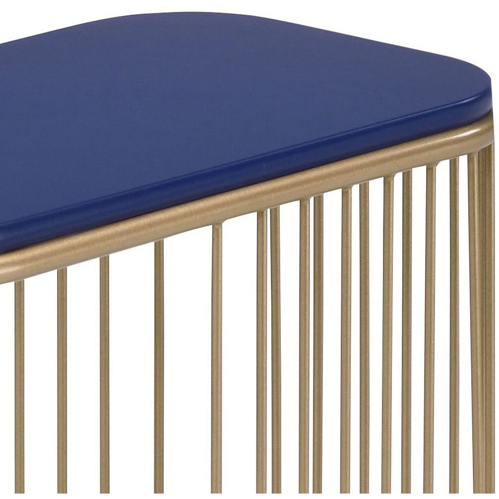 Blue And Gold C-Table With Metal Base