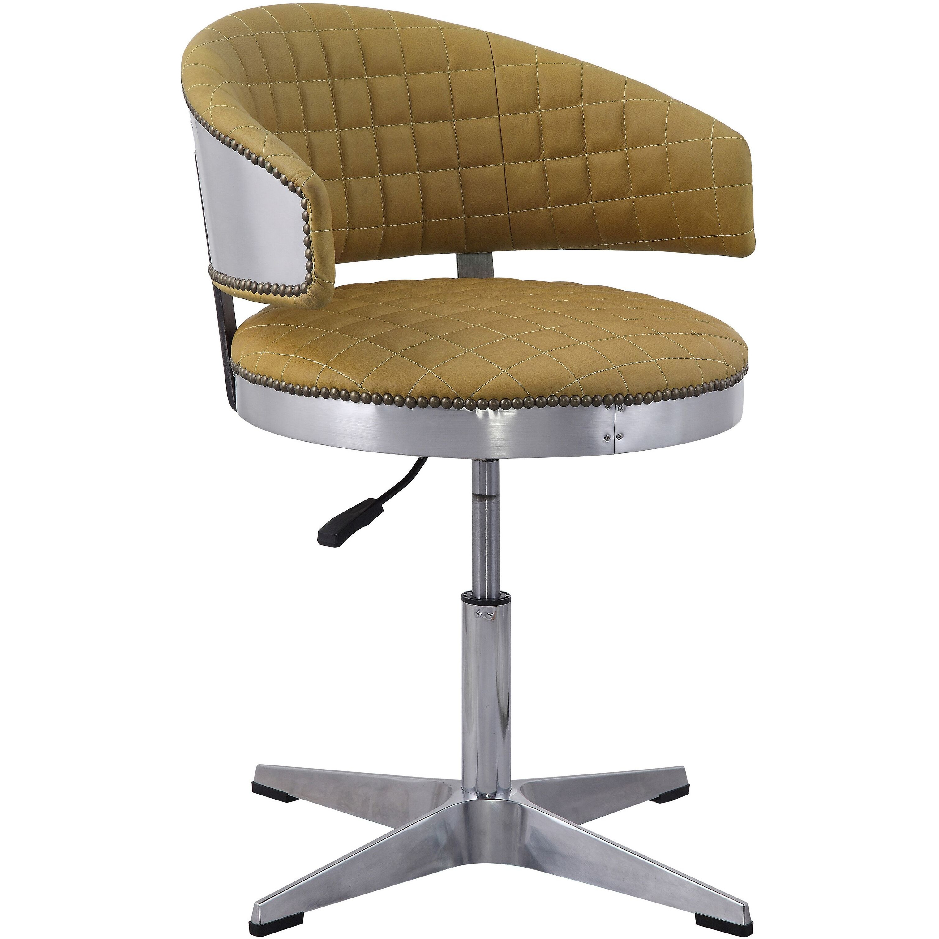 Turmeric And Chrome Adjustable Swivel Tufted Stool