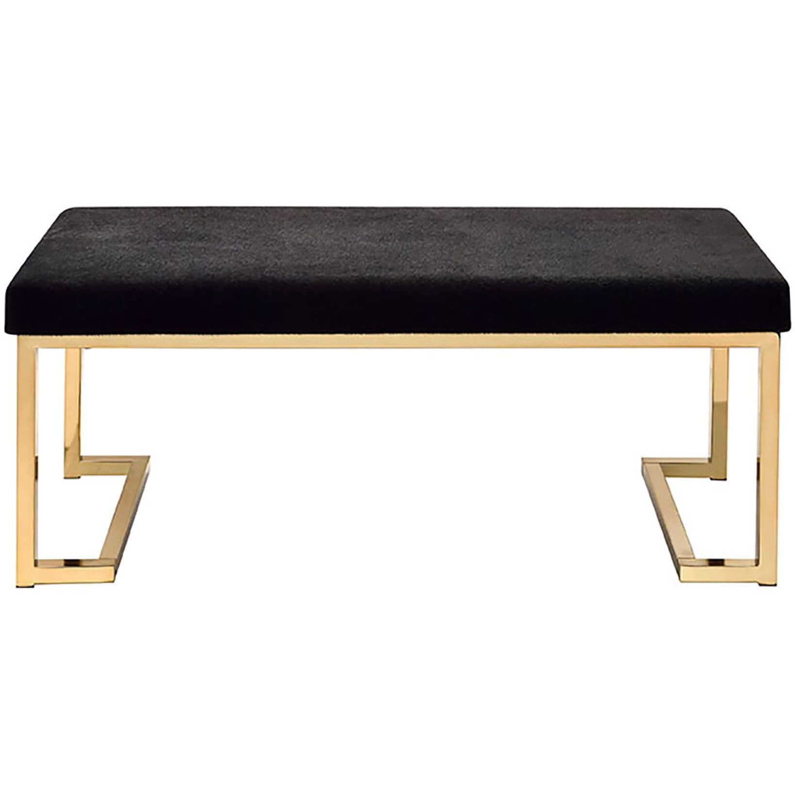 Black And Champagne Bench With C Metal Base