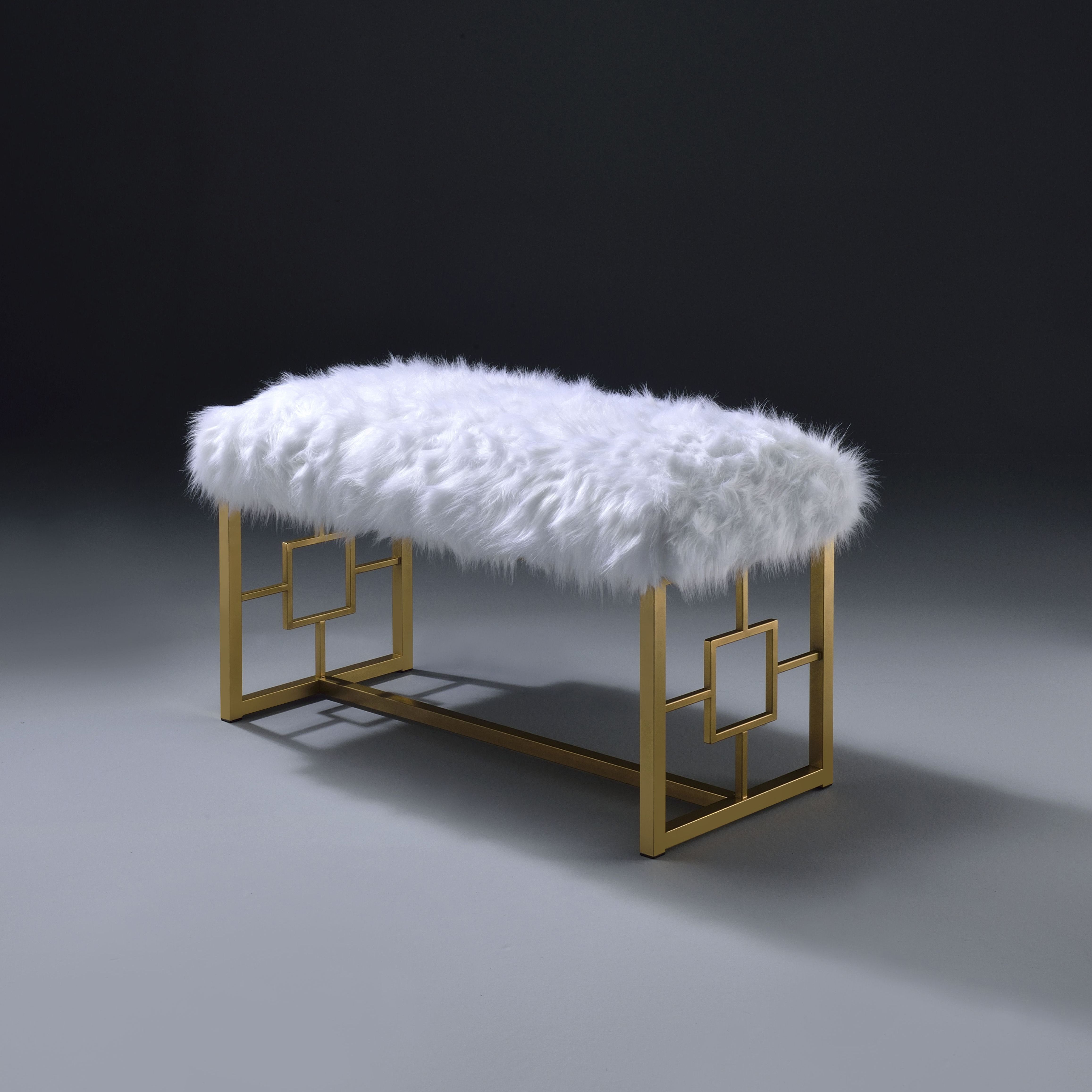 White And Gold Bench With Sled Base