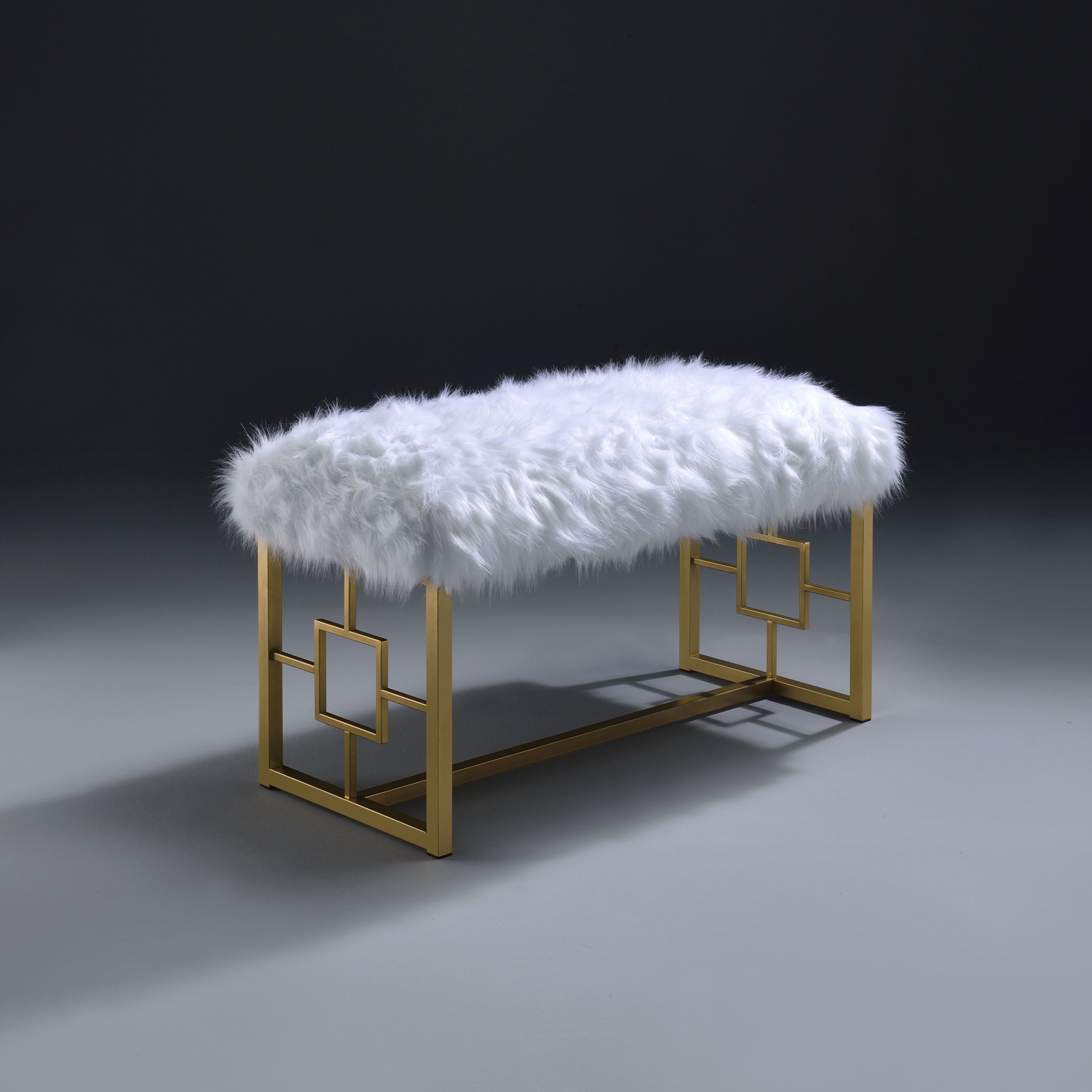 White And Gold Bench With Sled Base