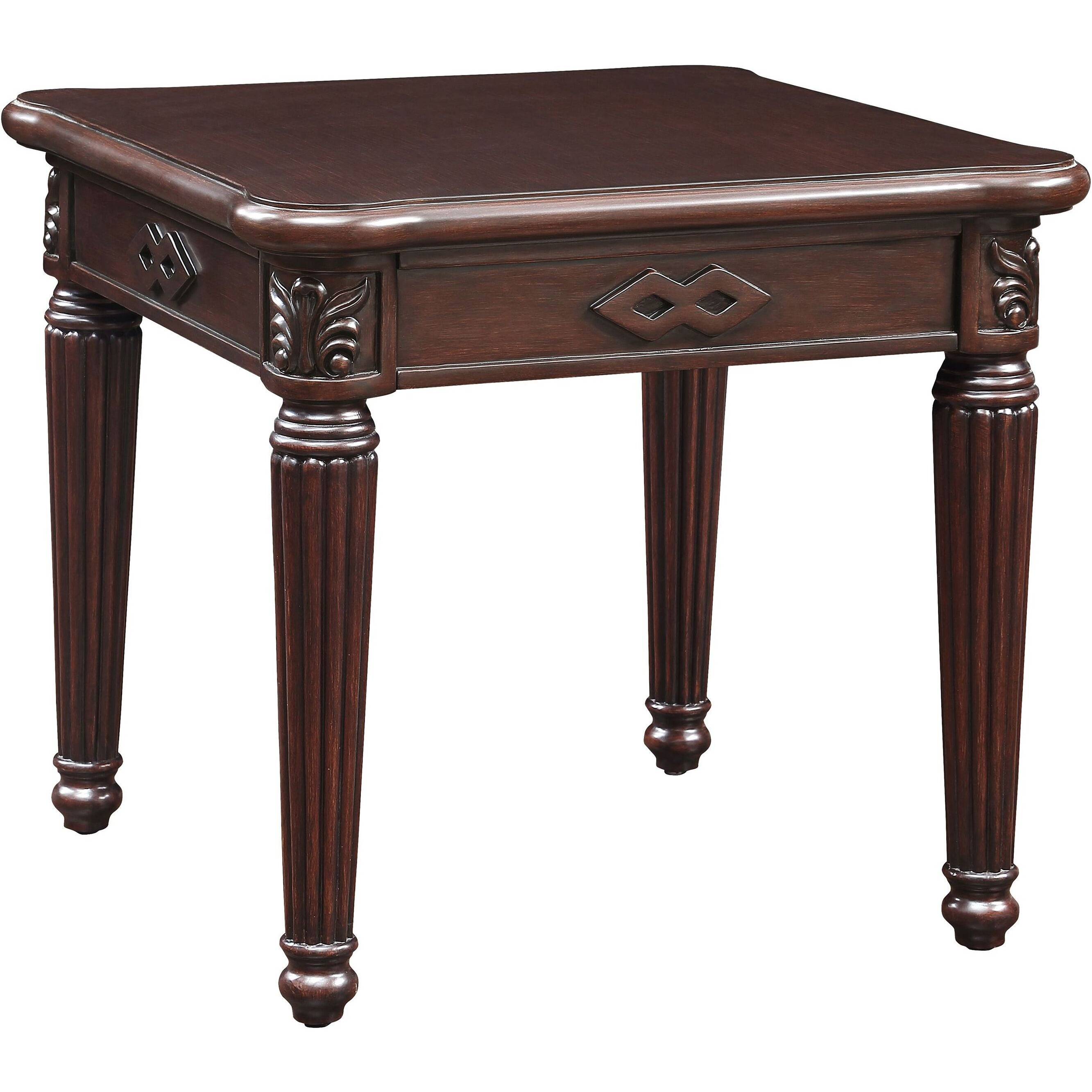 Espresso End Table With Turned Leg