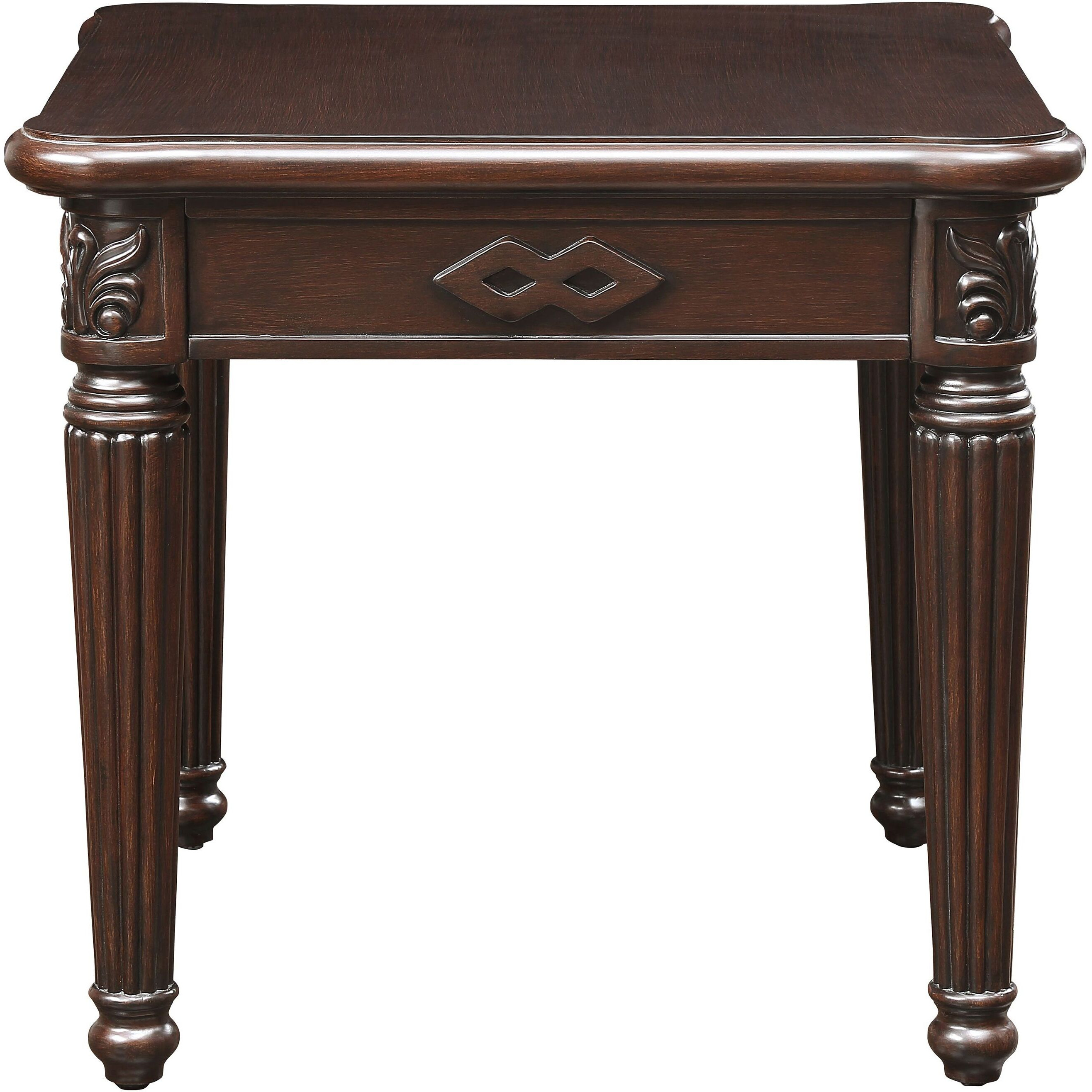 Espresso End Table With Turned Leg