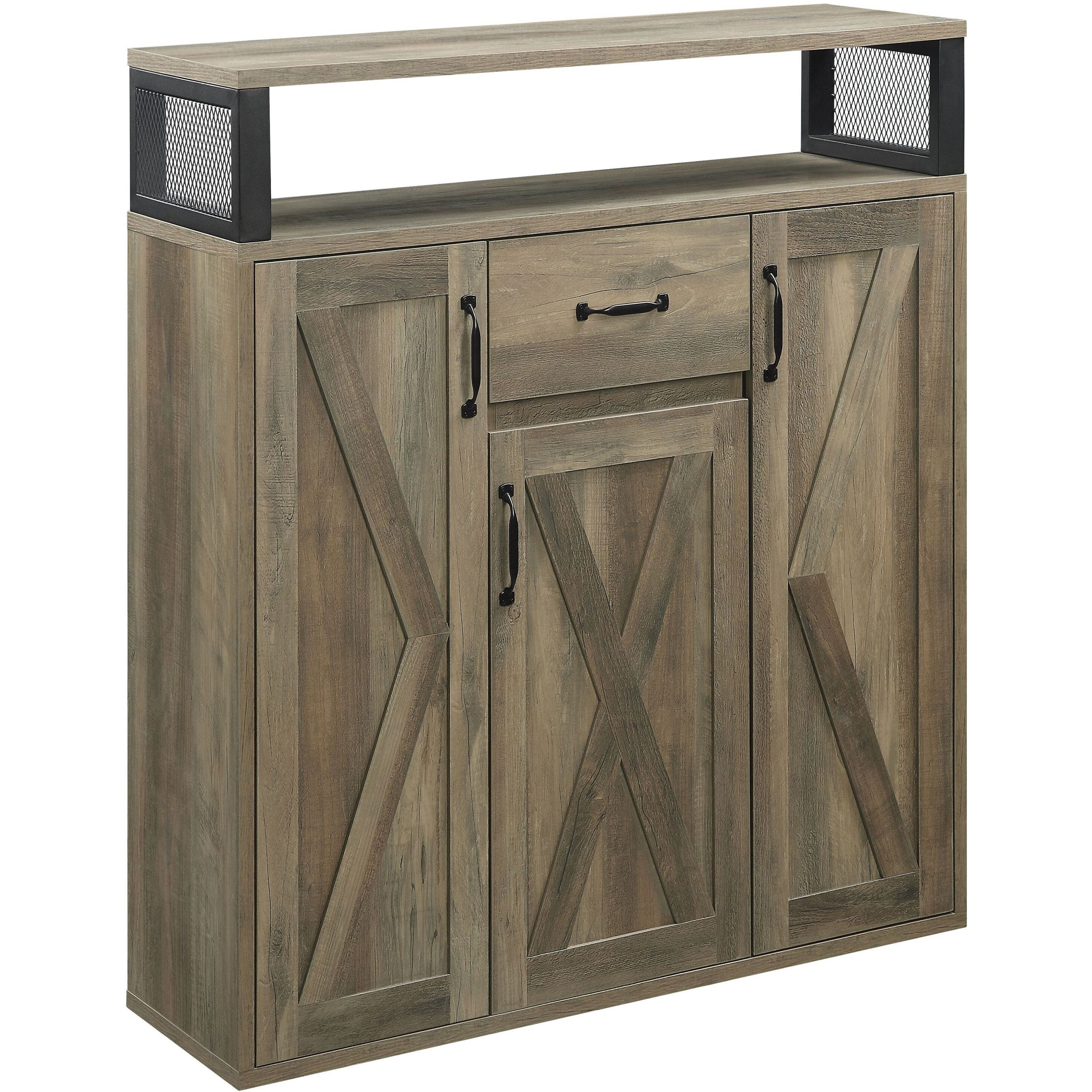 Rustic Oak Server With 3 Doors