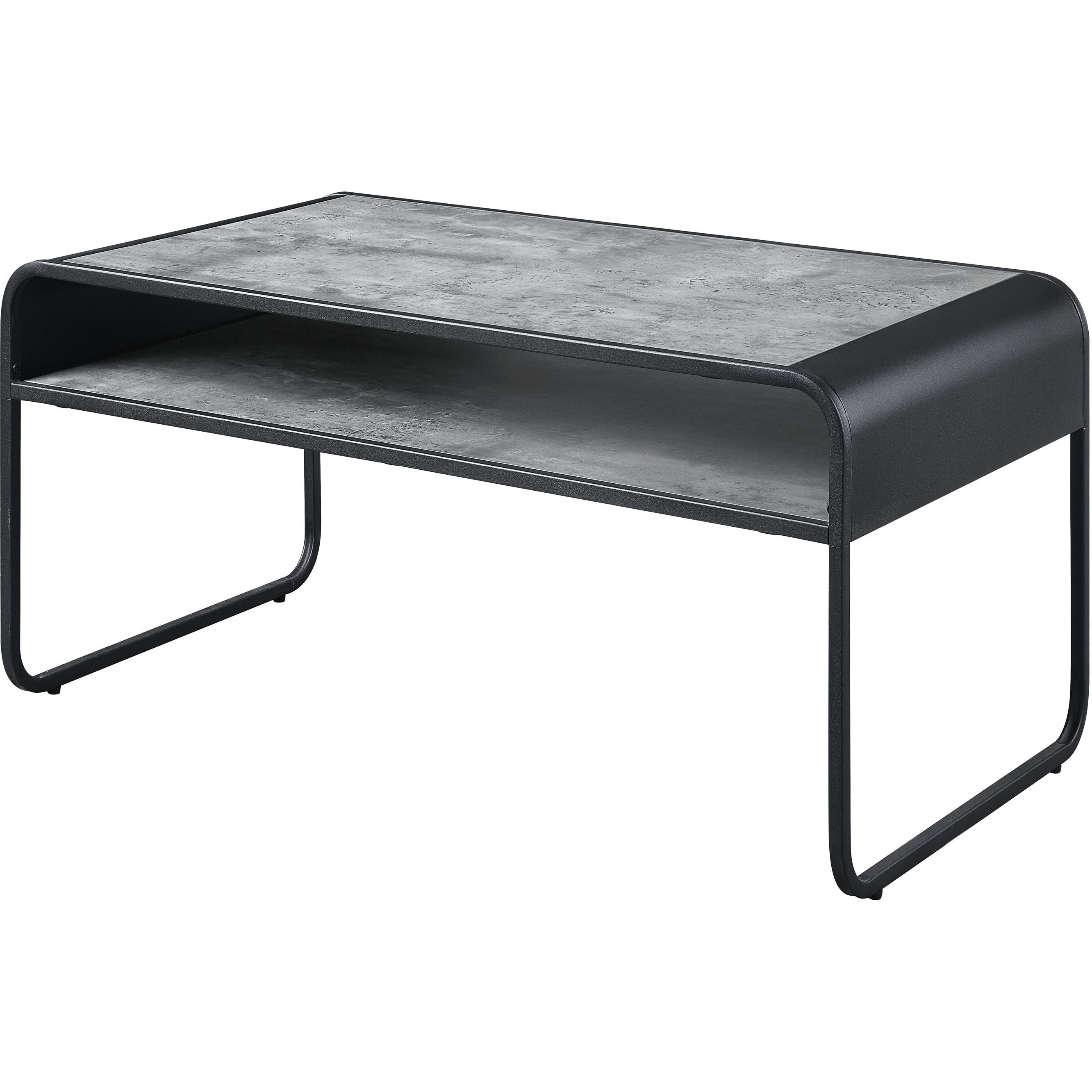 Concrete Grey And Black 1-Shelf Coffee Table