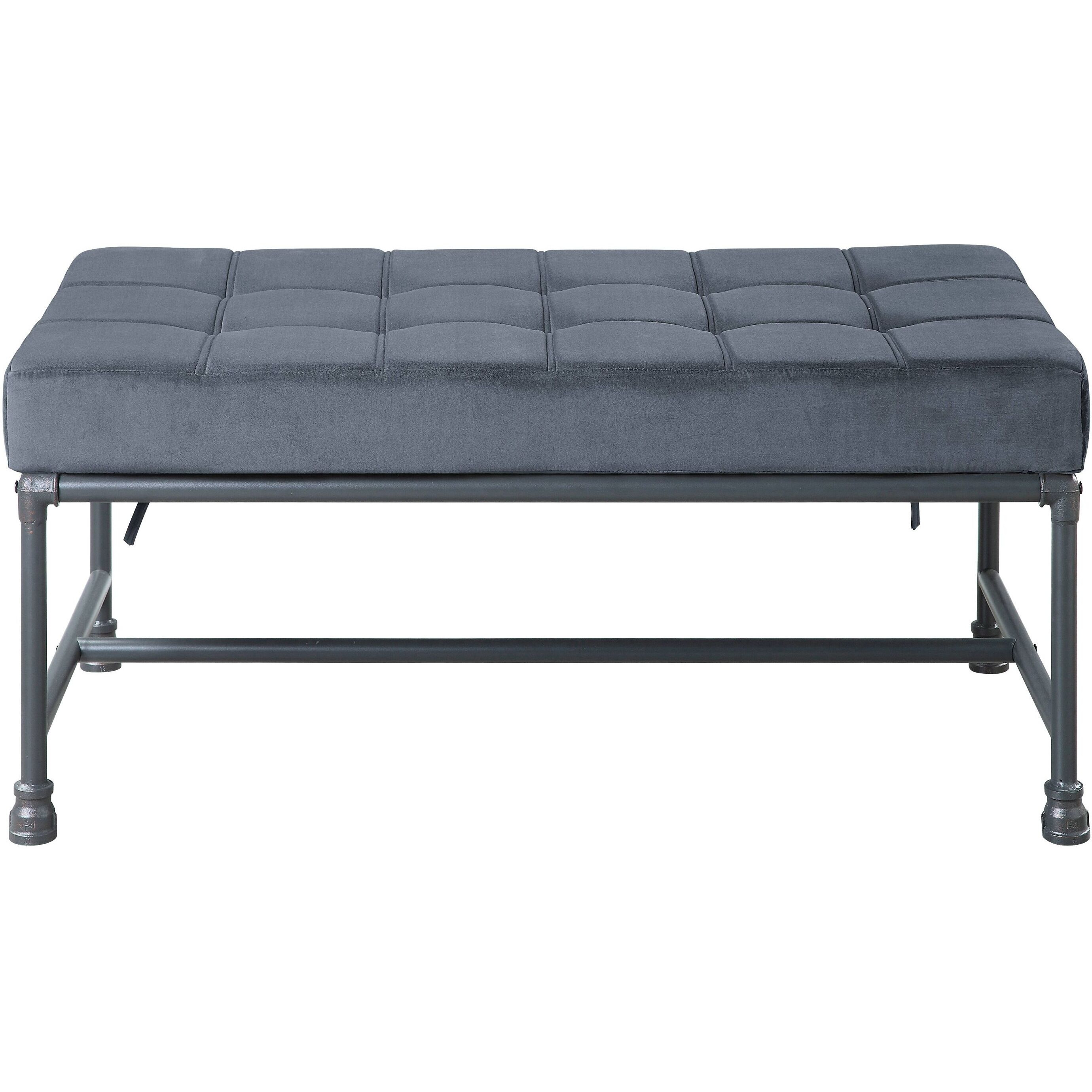 Grey And Sandy Grey Tufted Bench