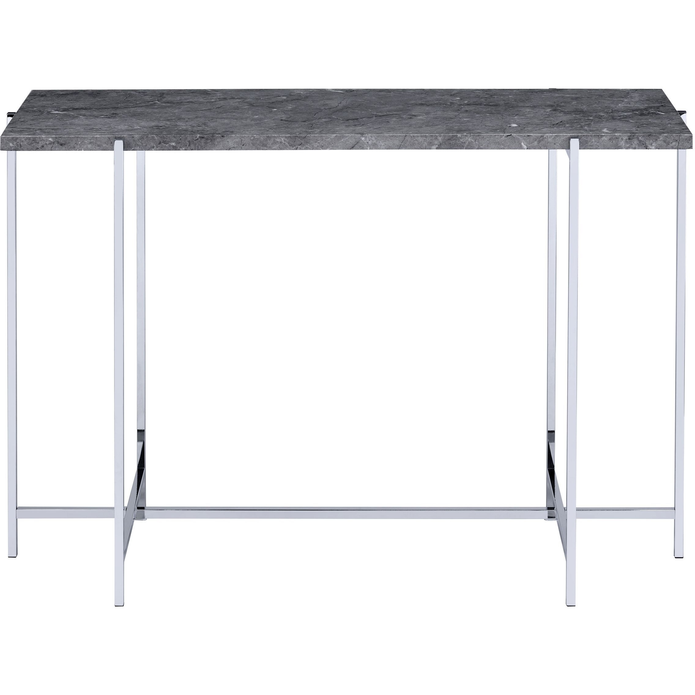 Grey And Chrome Rectangle Sofa Table