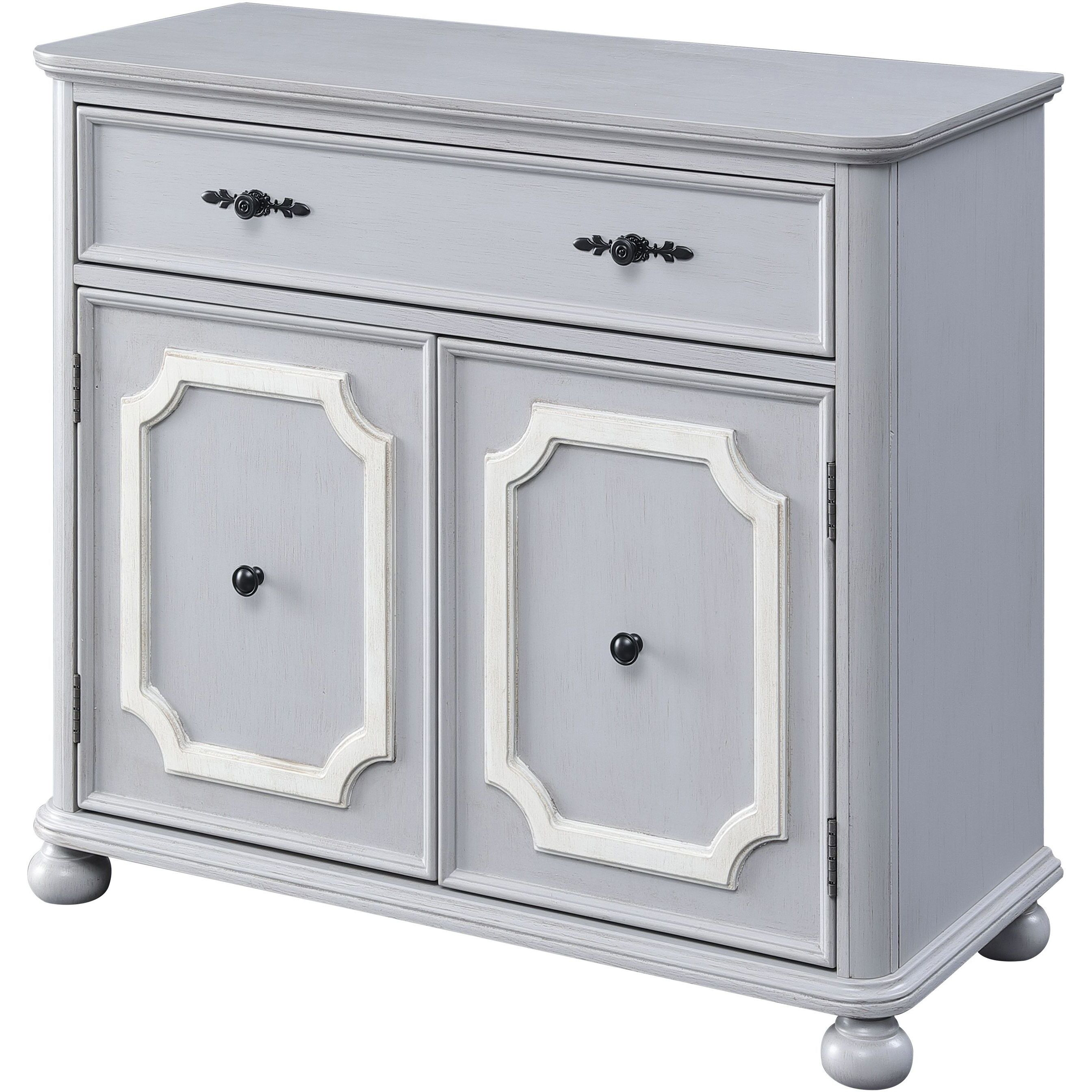 Grey 2-Door Accent Cabinet With 1 Drawer