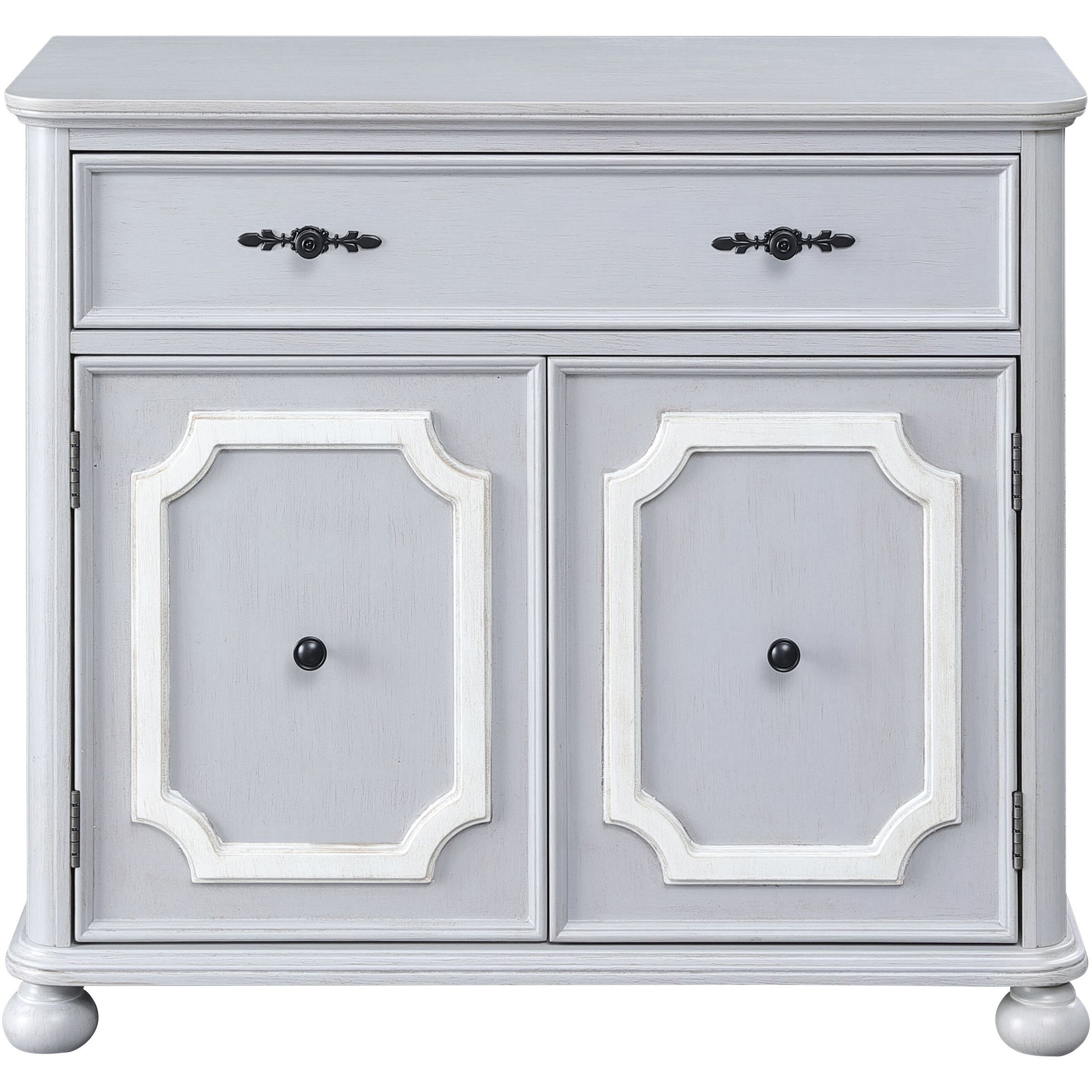 Grey 2-Door Accent Cabinet With 1 Drawer
