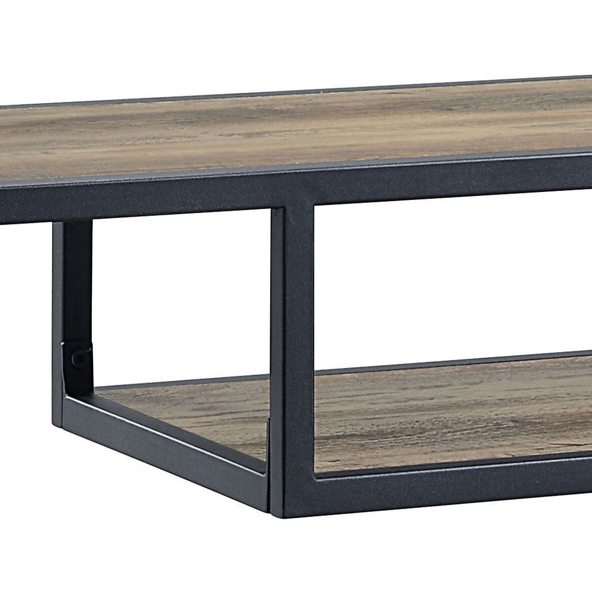 Rustic Oak And Black Console Table With 2 Shelves
