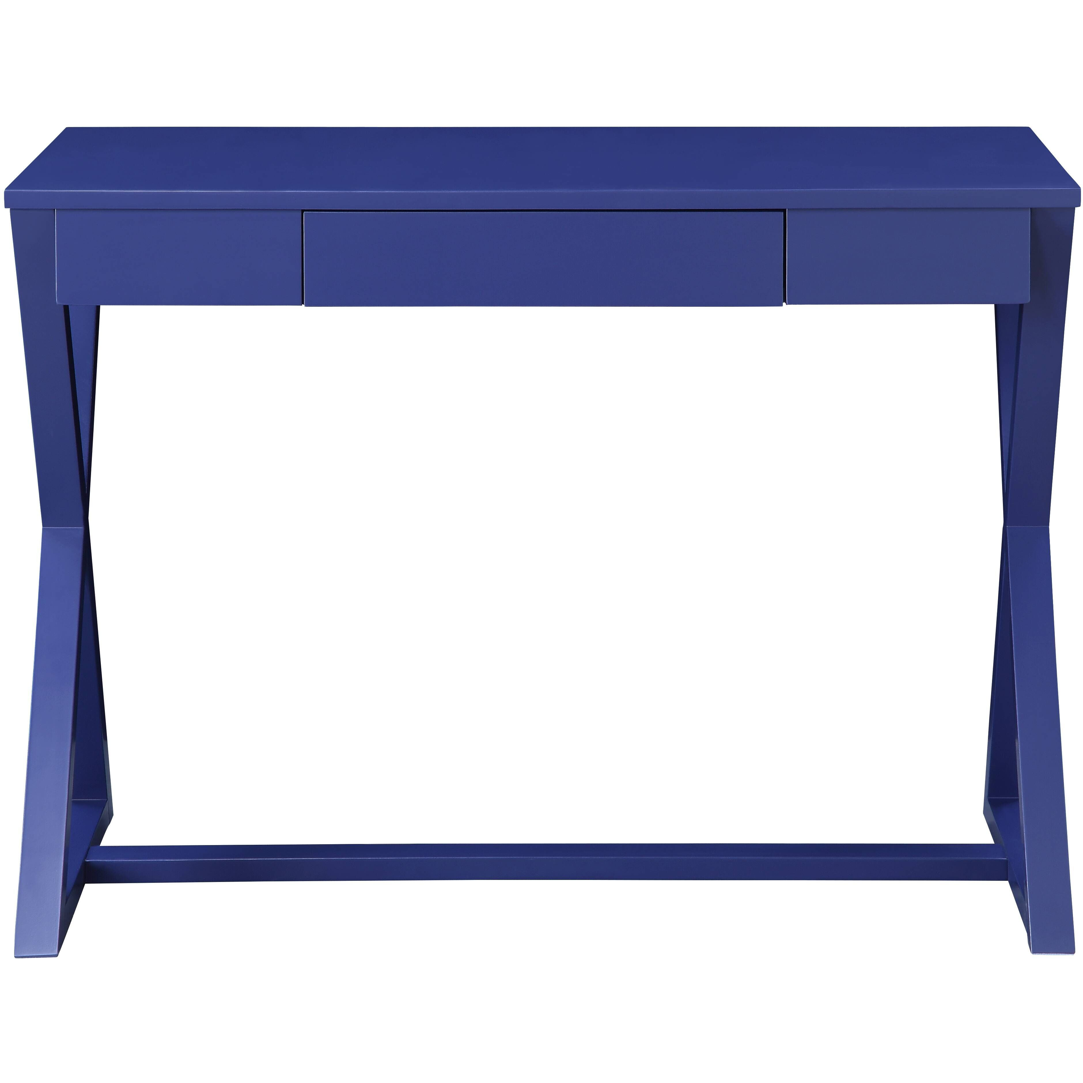 Twilight Blue 1-Drawer Writing Desk With X-Shaped Base