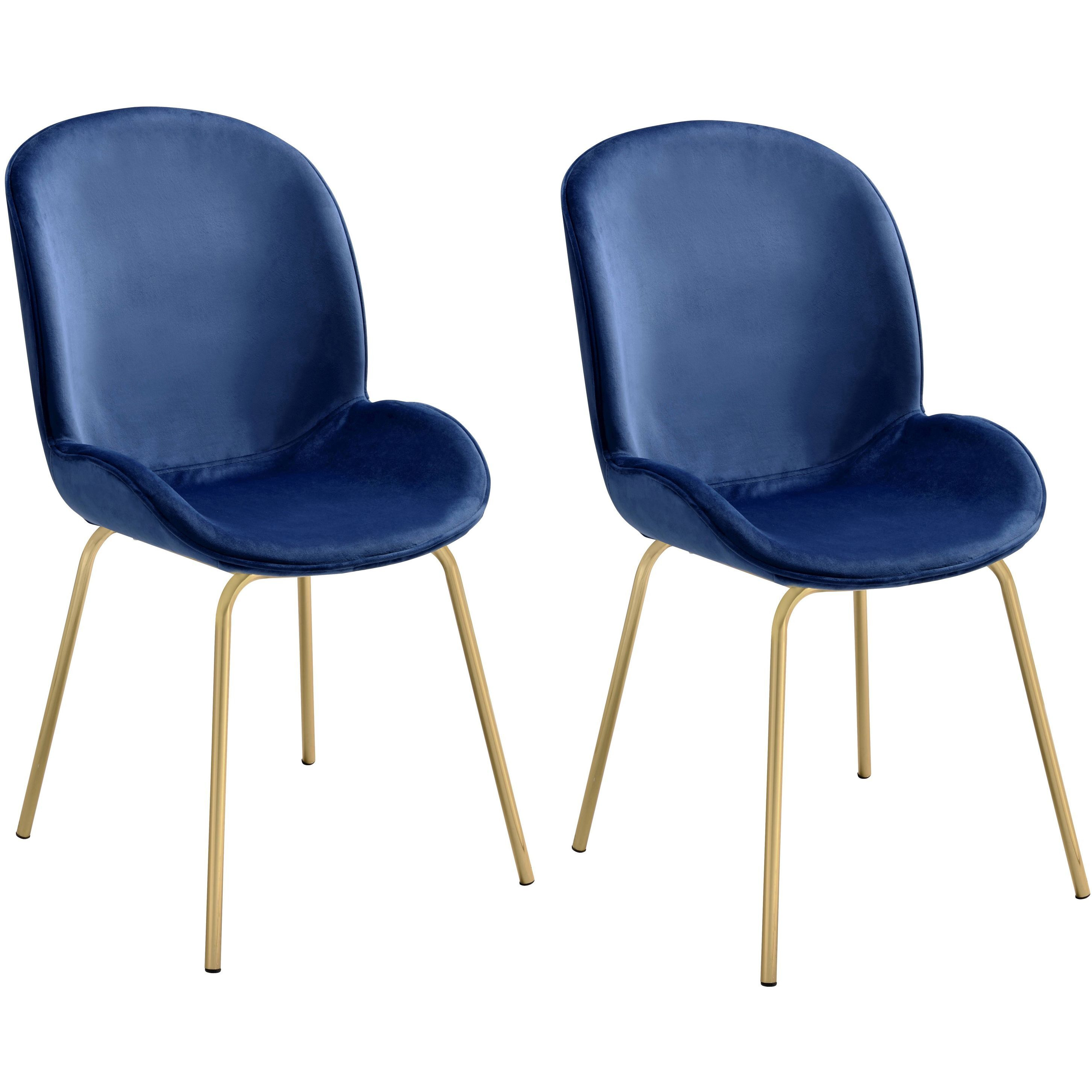 Blue And Gold Solid Back Side Chairs (Set Of 2)