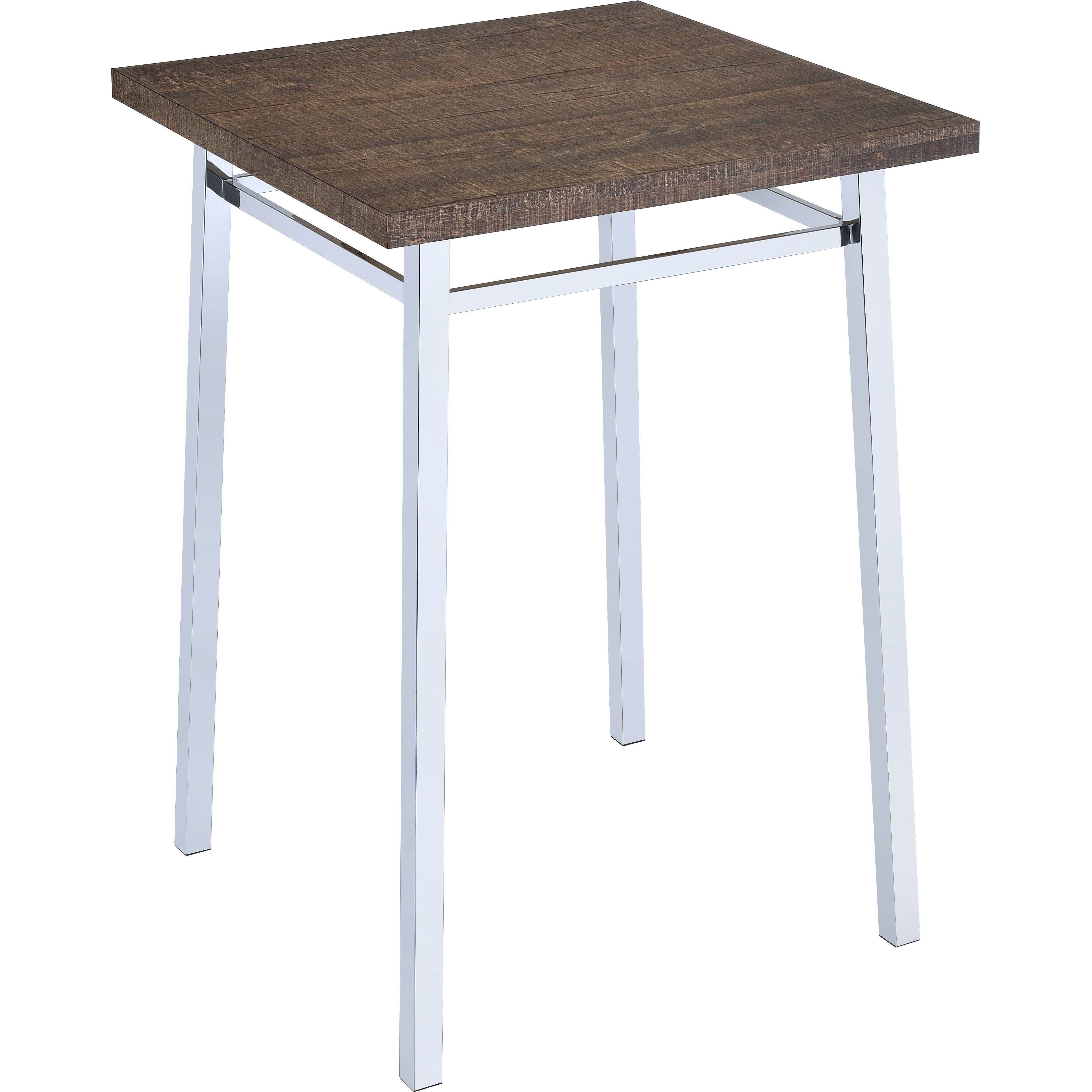Oak And Chrome Square Bar Table