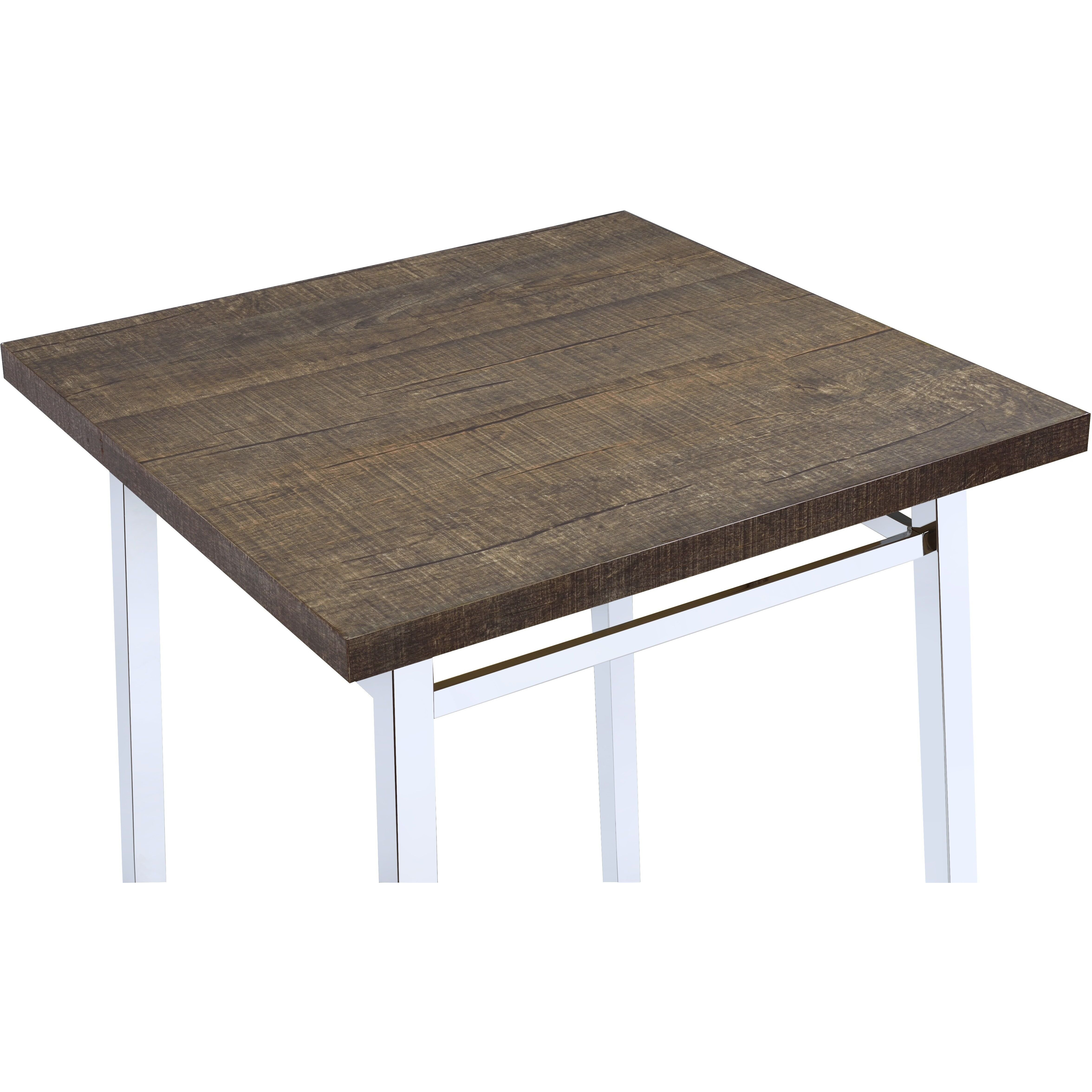 Oak And Chrome Square Bar Table