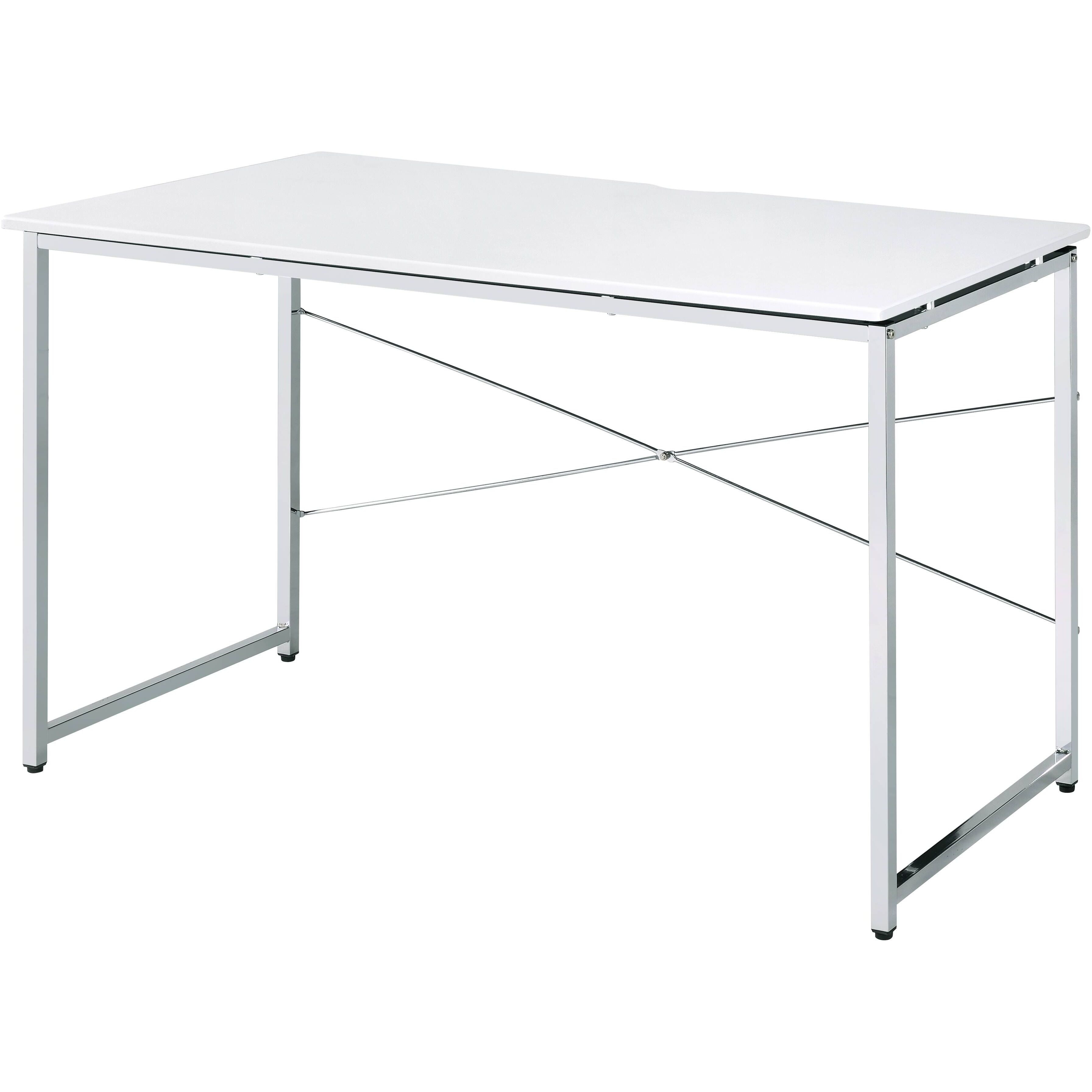 White And Chrome Writing Desk With Sled Base