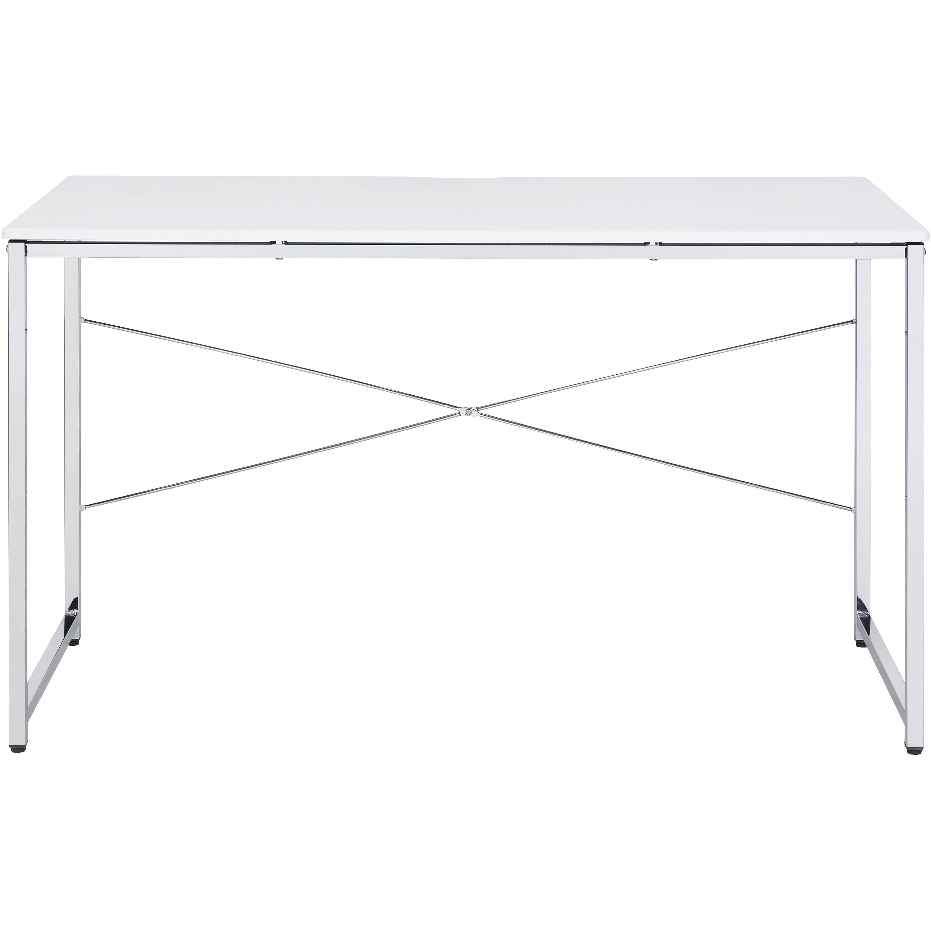 White And Chrome Writing Desk With Sled Base