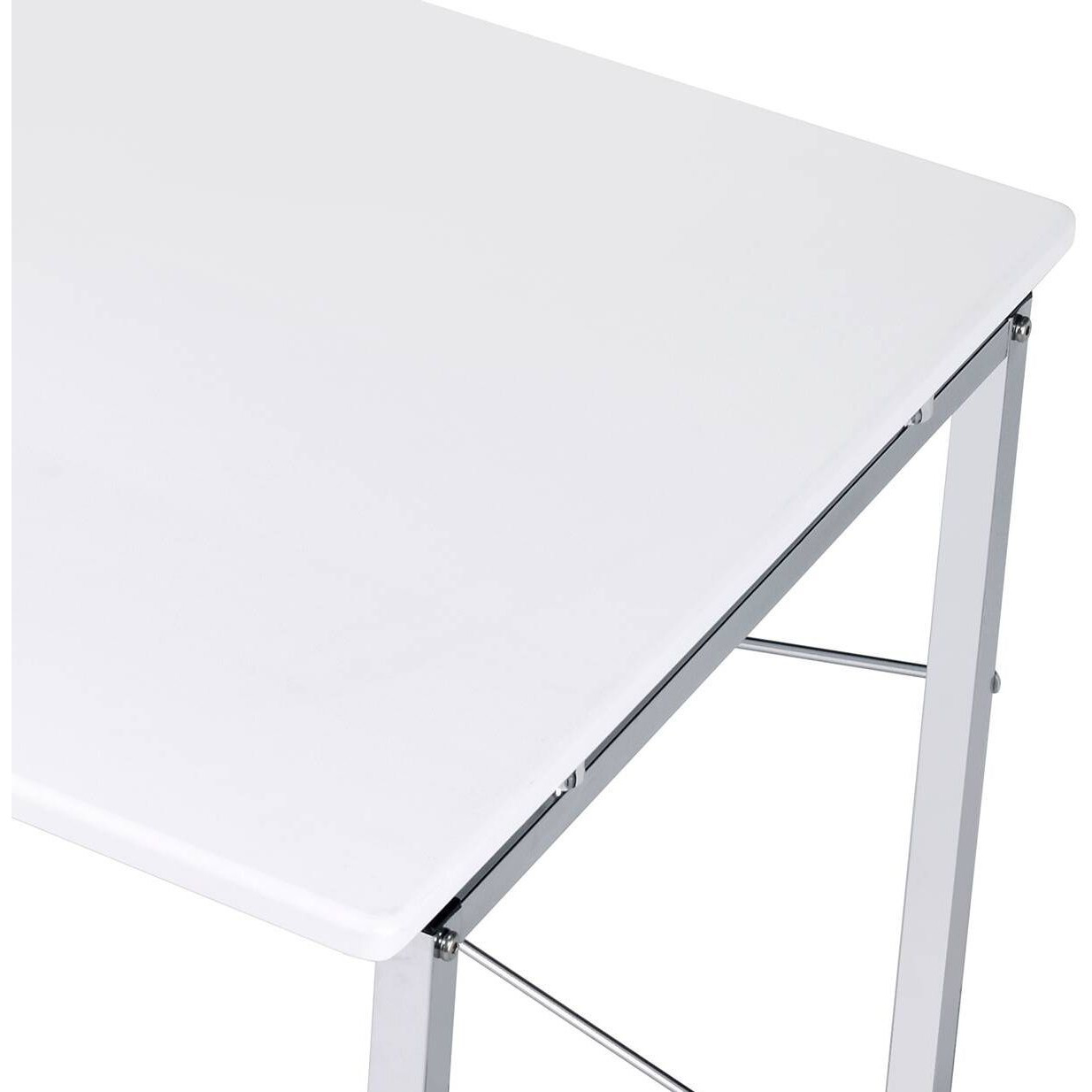 White And Chrome Writing Desk With Sled Base