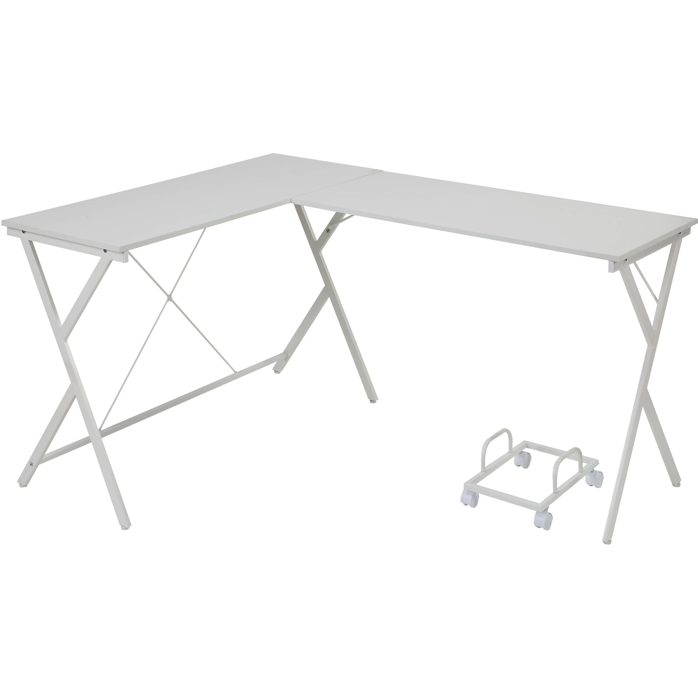 White L-Shaped Computer Desk With Cpu Holder