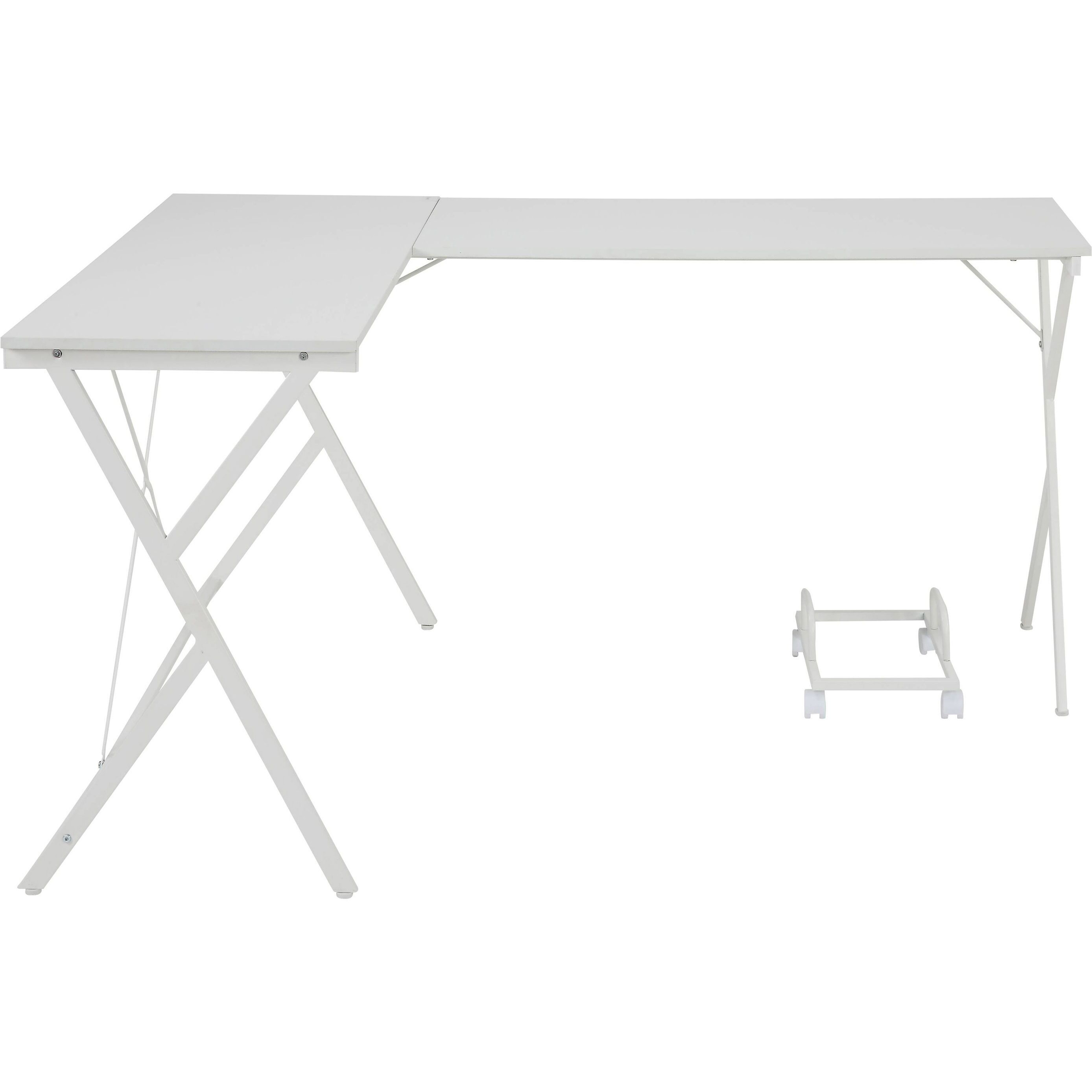 White L-Shaped Computer Desk With Cpu Holder