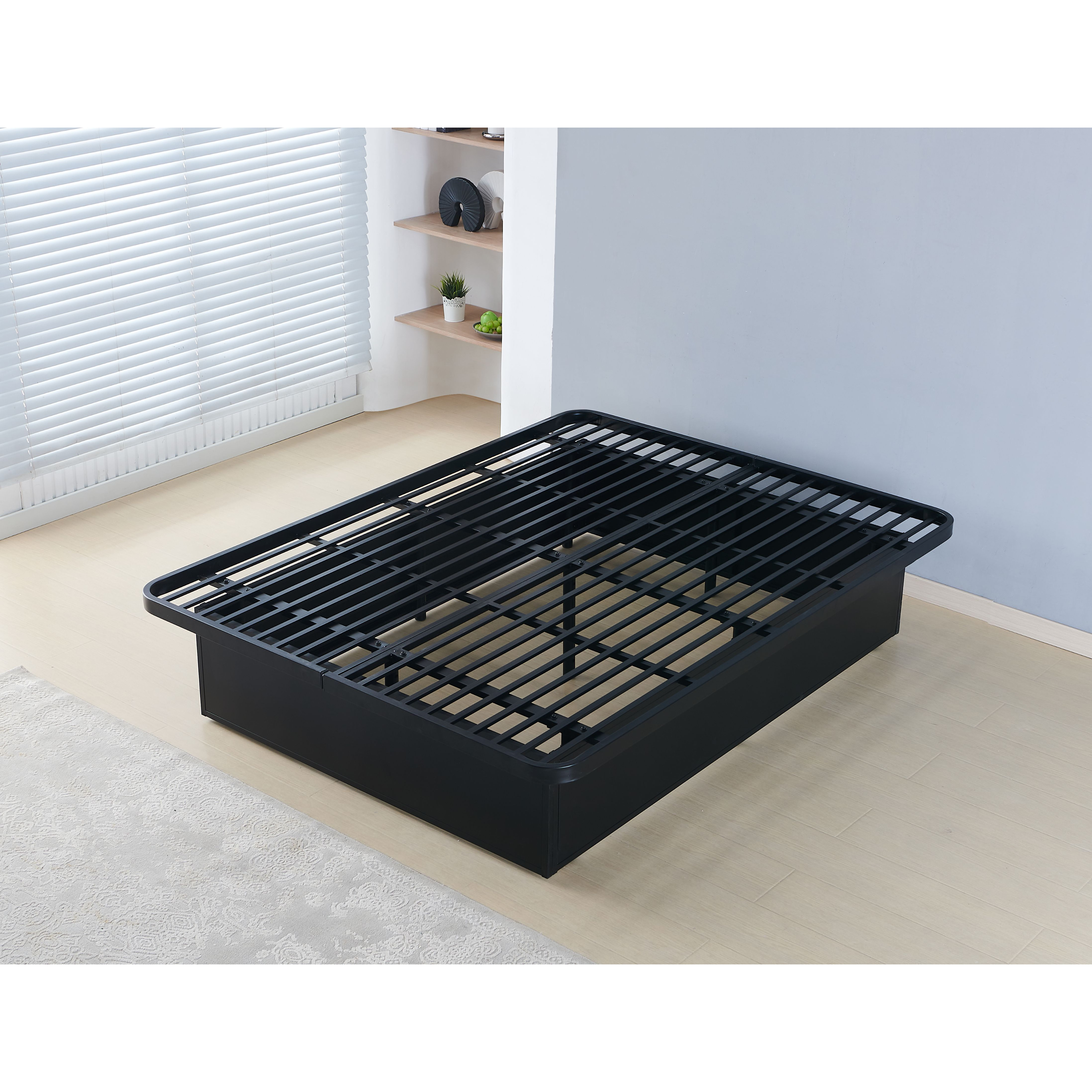 Modern Style Heavy Duty Full Size Platform Bed Frame Made With Metal And 16 Inch Height In Black