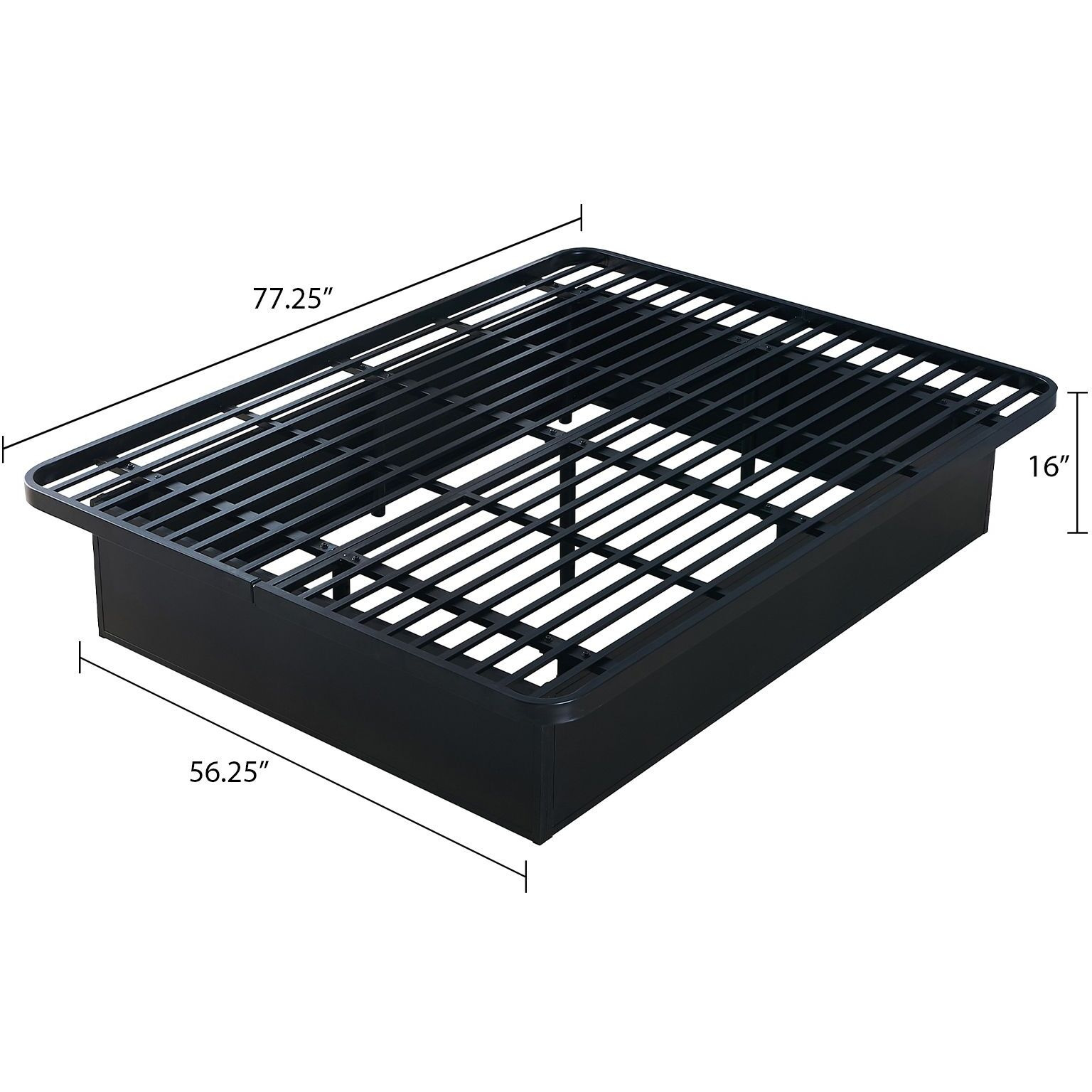 Modern Style Heavy Duty Full Size Platform Bed Frame Made With Metal And 16 Inch Height In Black
