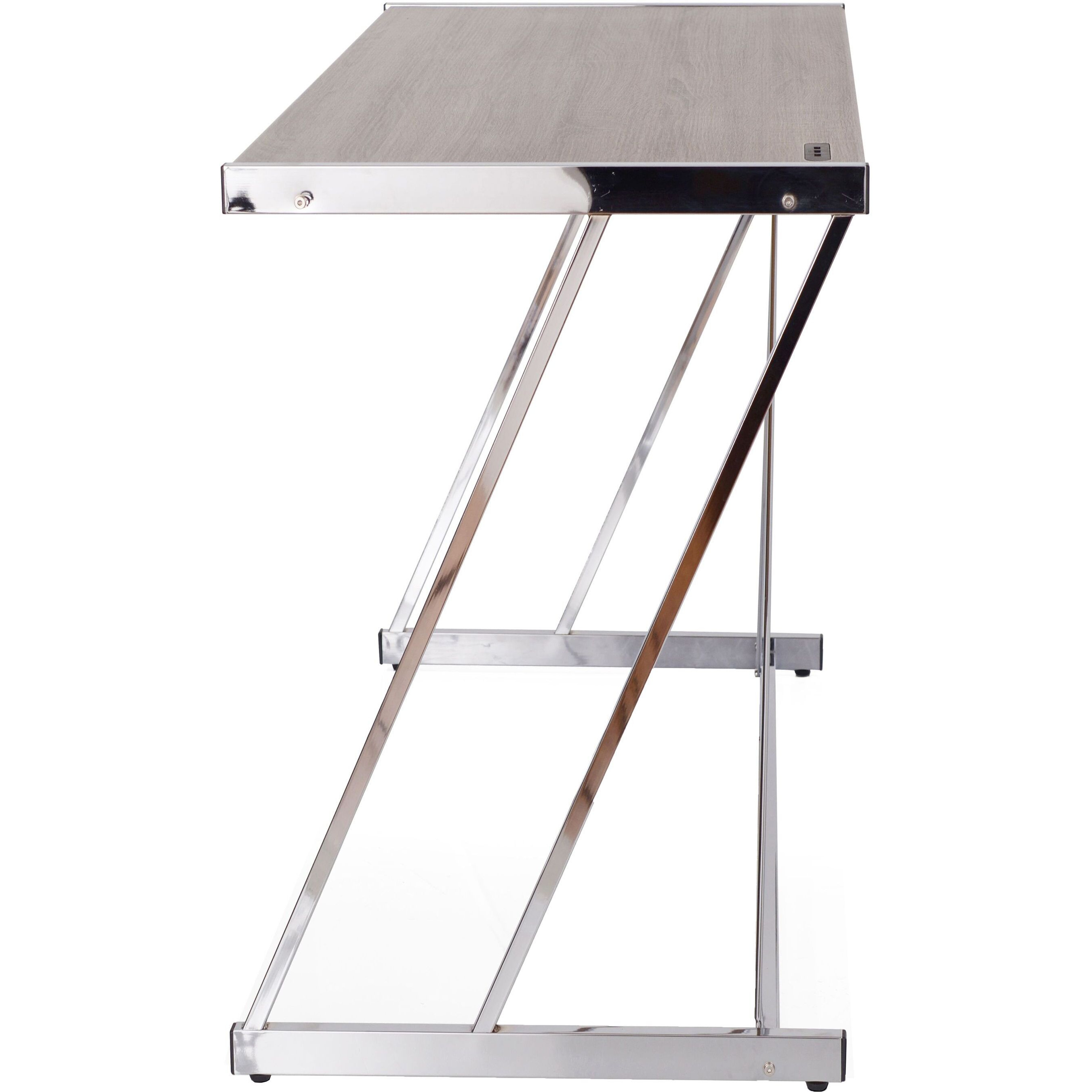 Weathered Oak And Chrome Writing Desk With Usb Ports