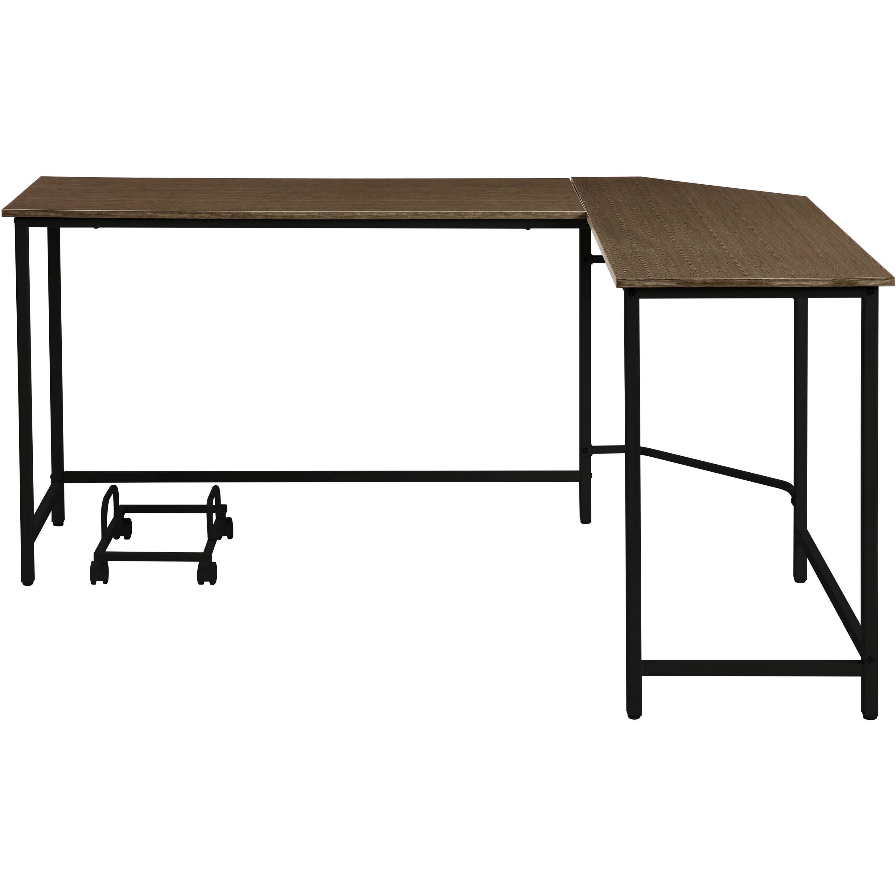 Oak And Black L-Shape Computer Desk