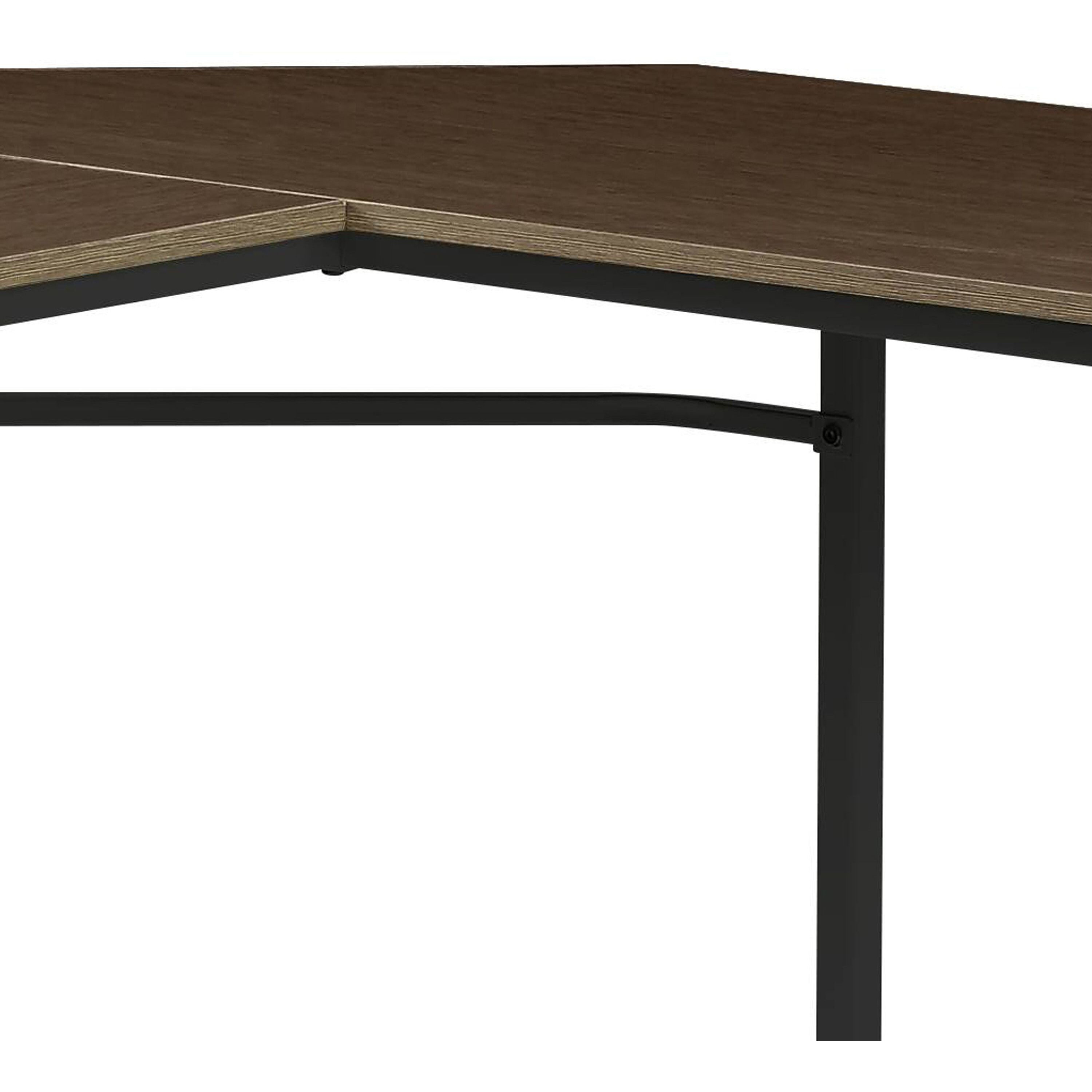 Oak And Black L-Shape Computer Desk
