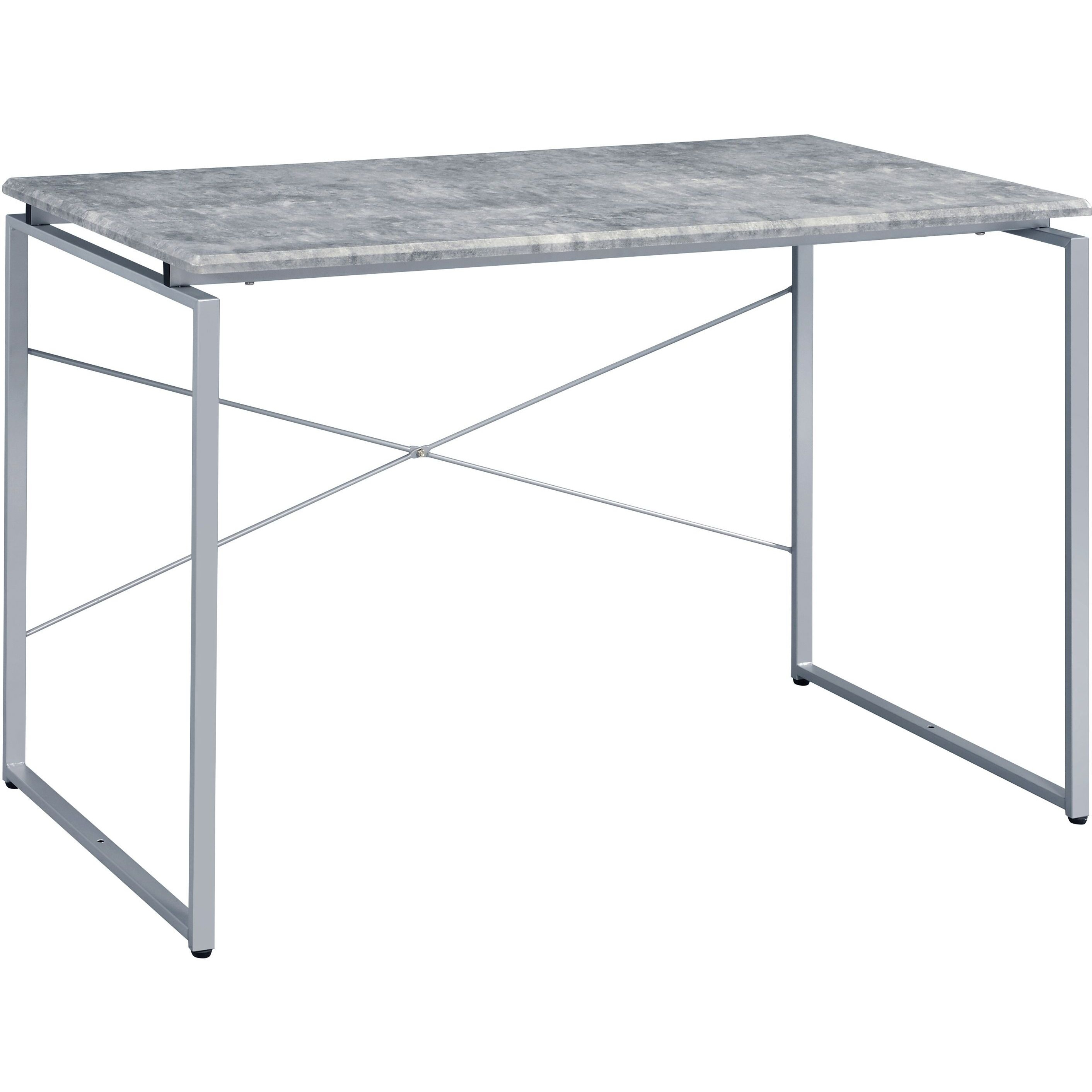 Grey And Silver Writing Desk With Metal Sled Base