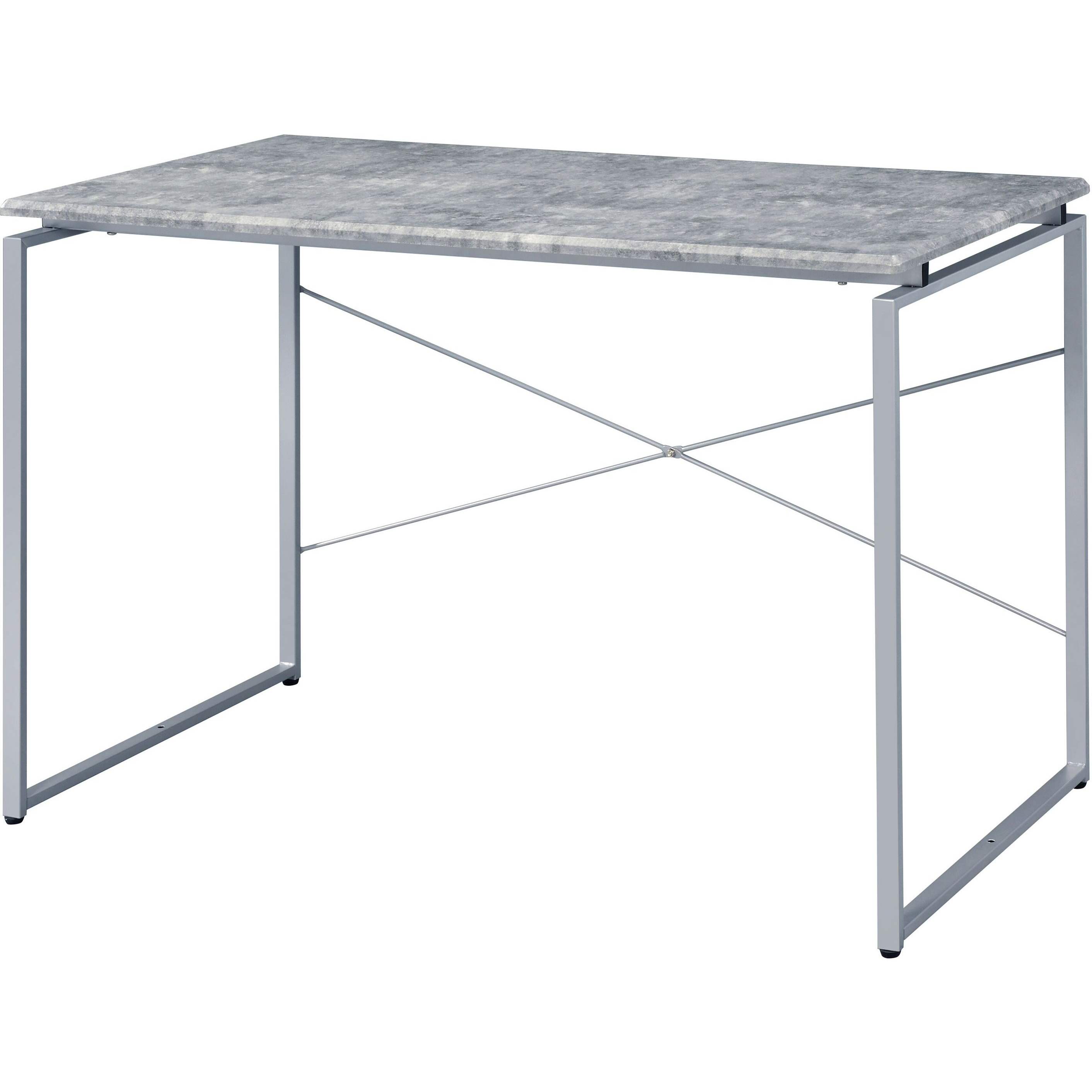 Grey And Silver Writing Desk With Metal Sled Base