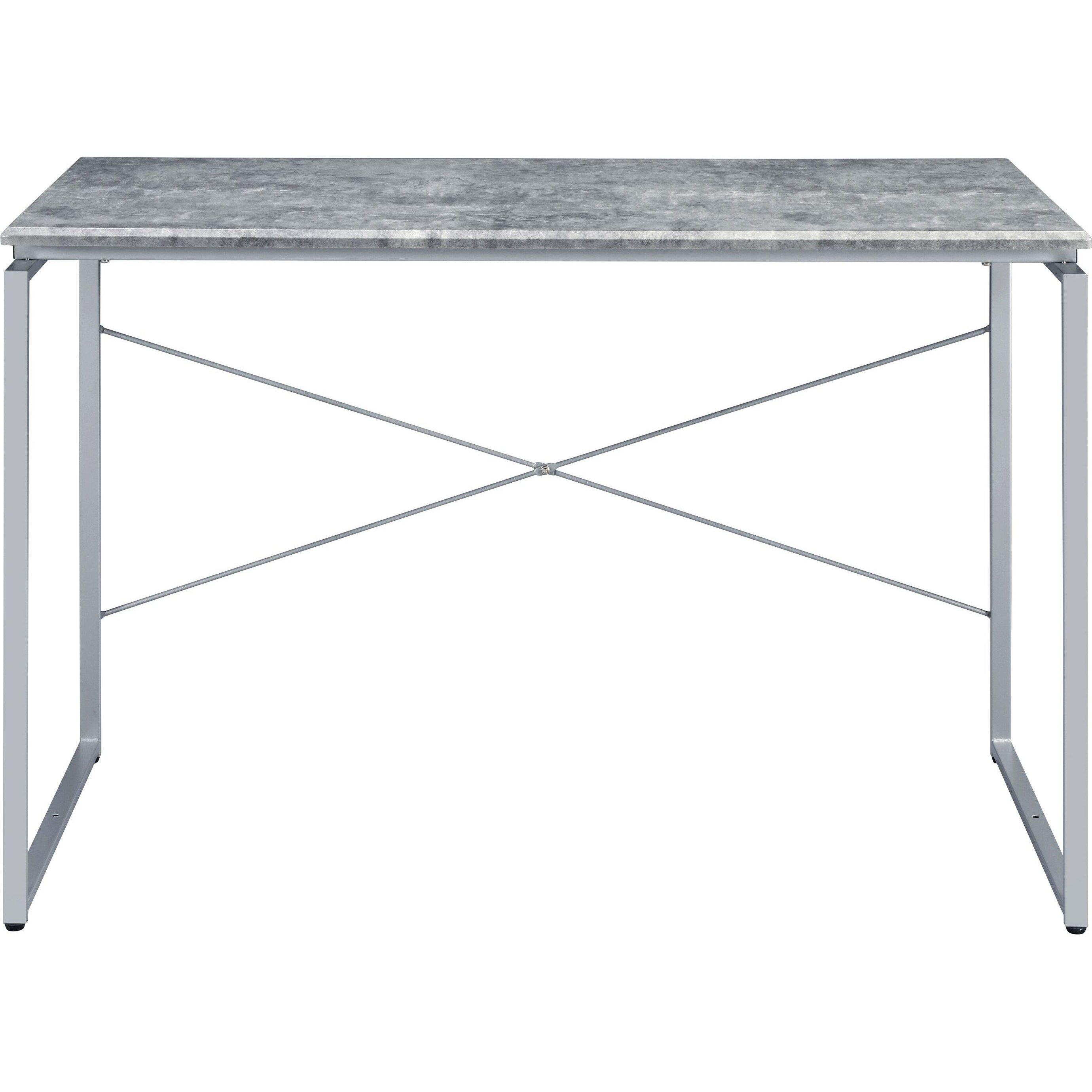 Grey And Silver Writing Desk With Metal Sled Base