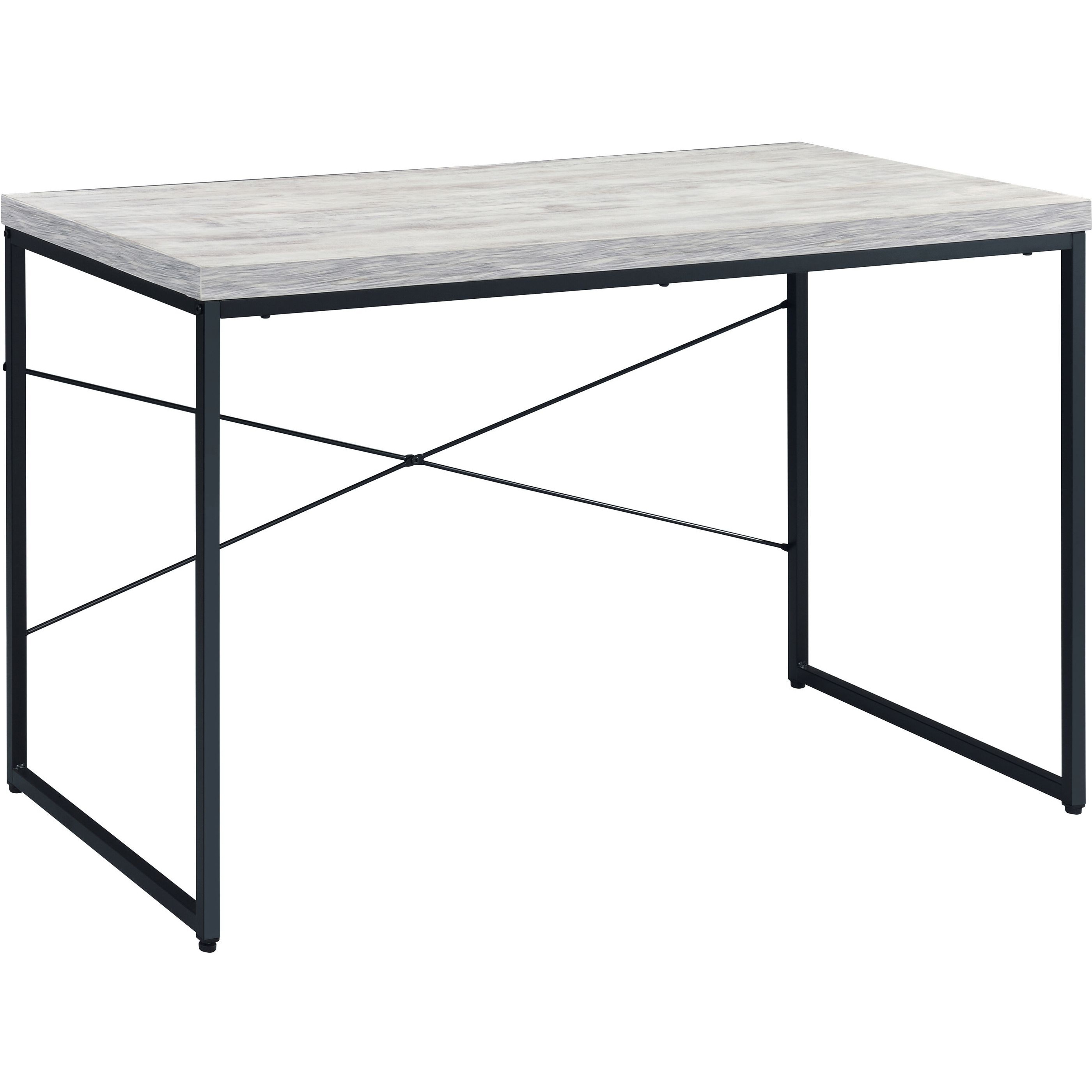 Antique White And Black Writing Desk With Metal Sled Base