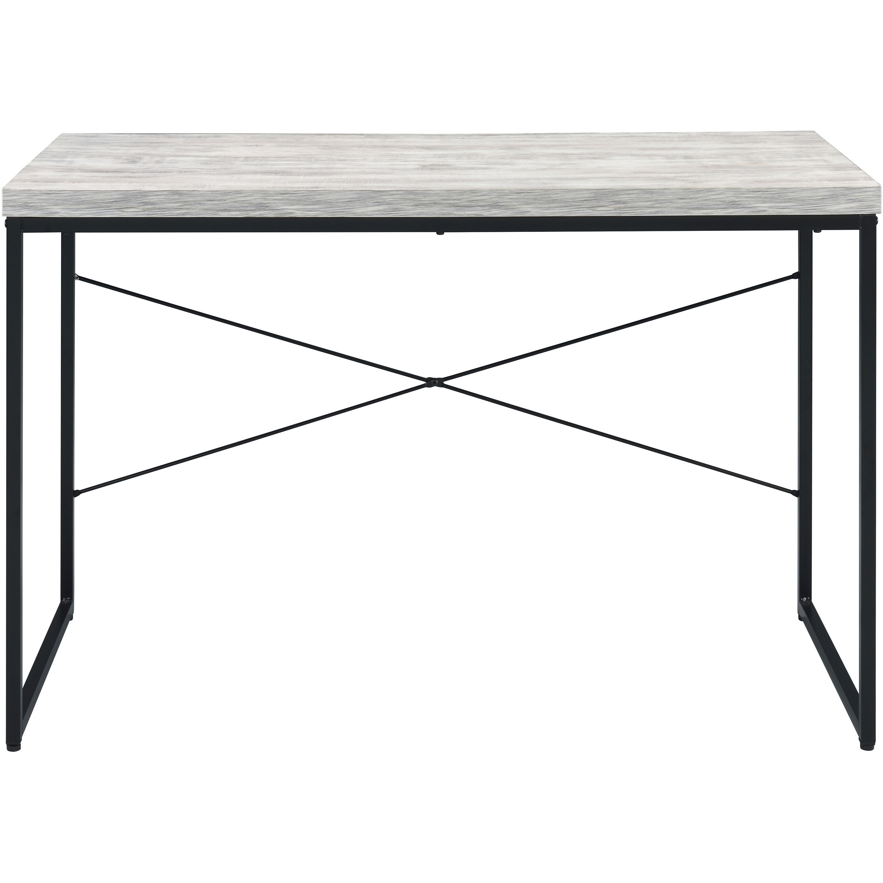 Antique White And Black Writing Desk With Metal Sled Base